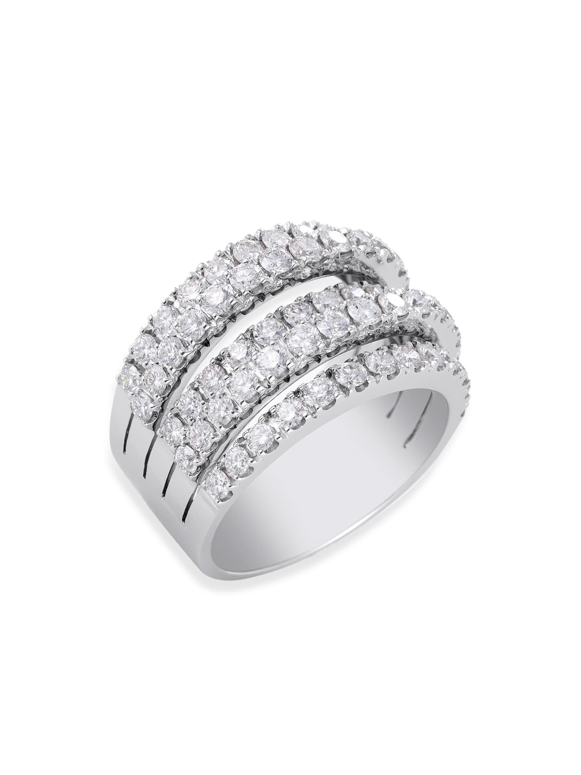 De Beers White Gold And Diamond Five Line Ring in Metallic | Lyst