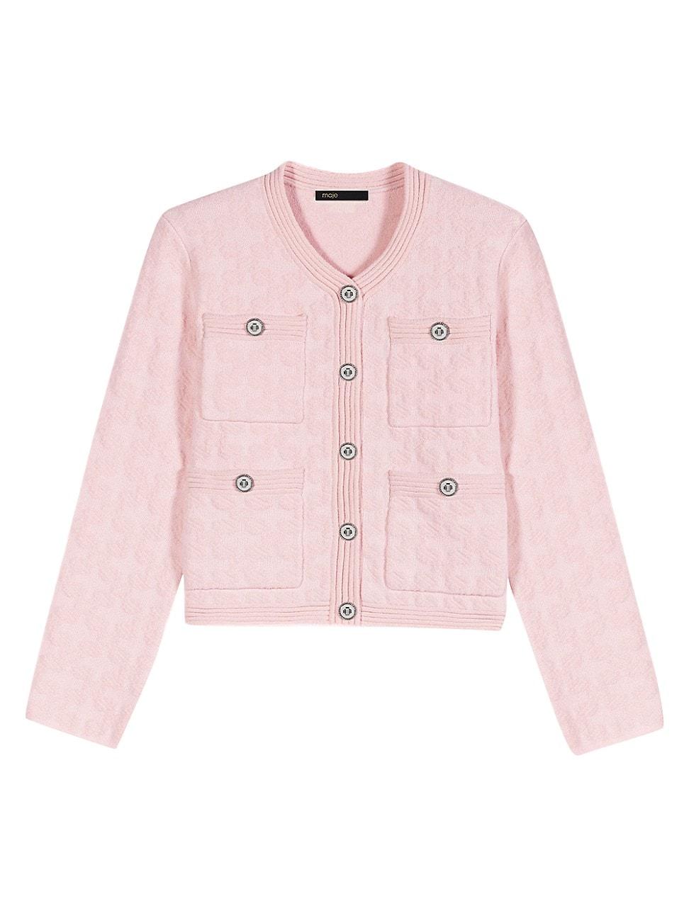 Maje Textured Knit Cardigan in Pink | Lyst