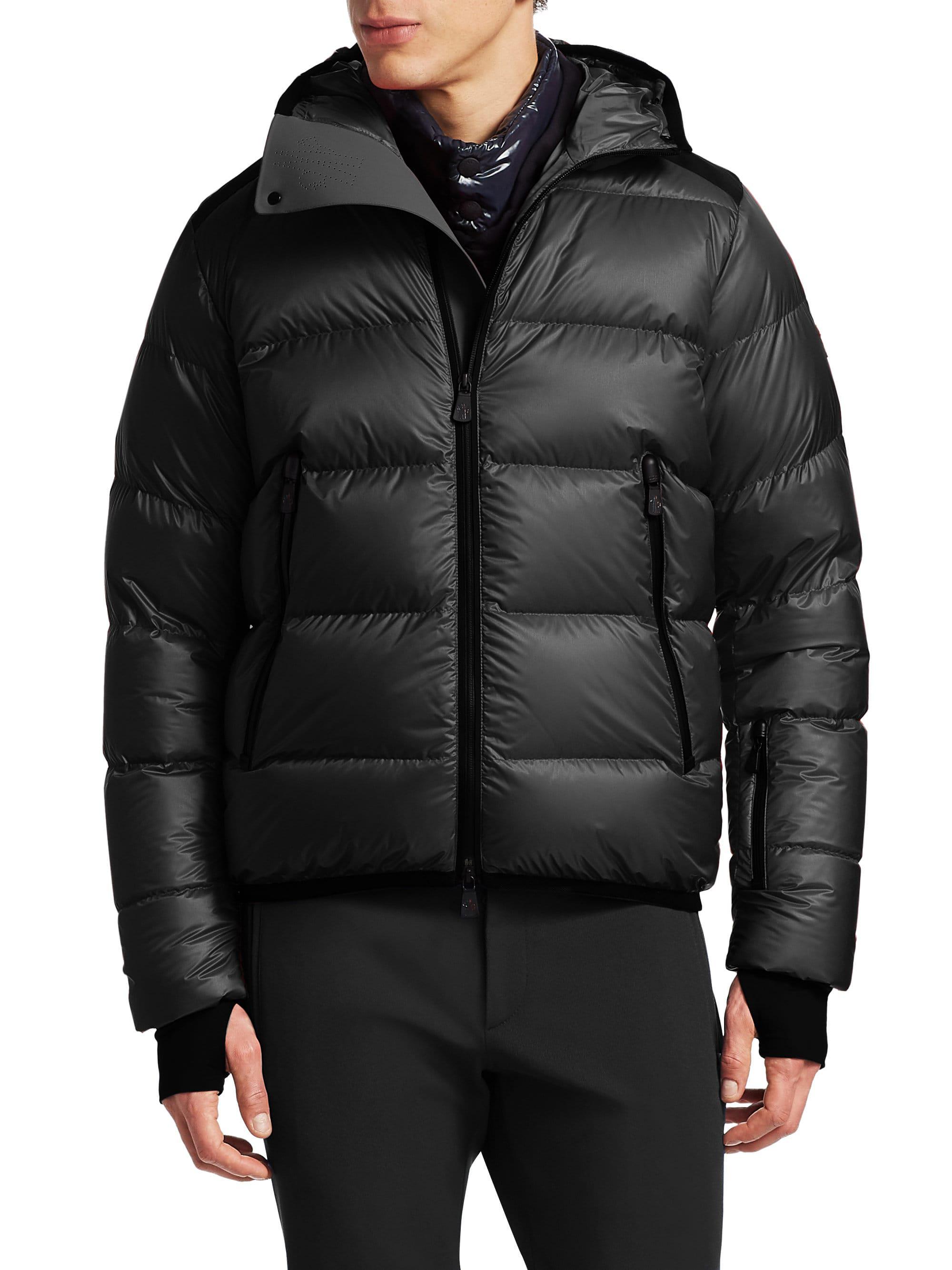 Moncler Synthetic Hooded Puffer Jacket in Black for Men - Lyst