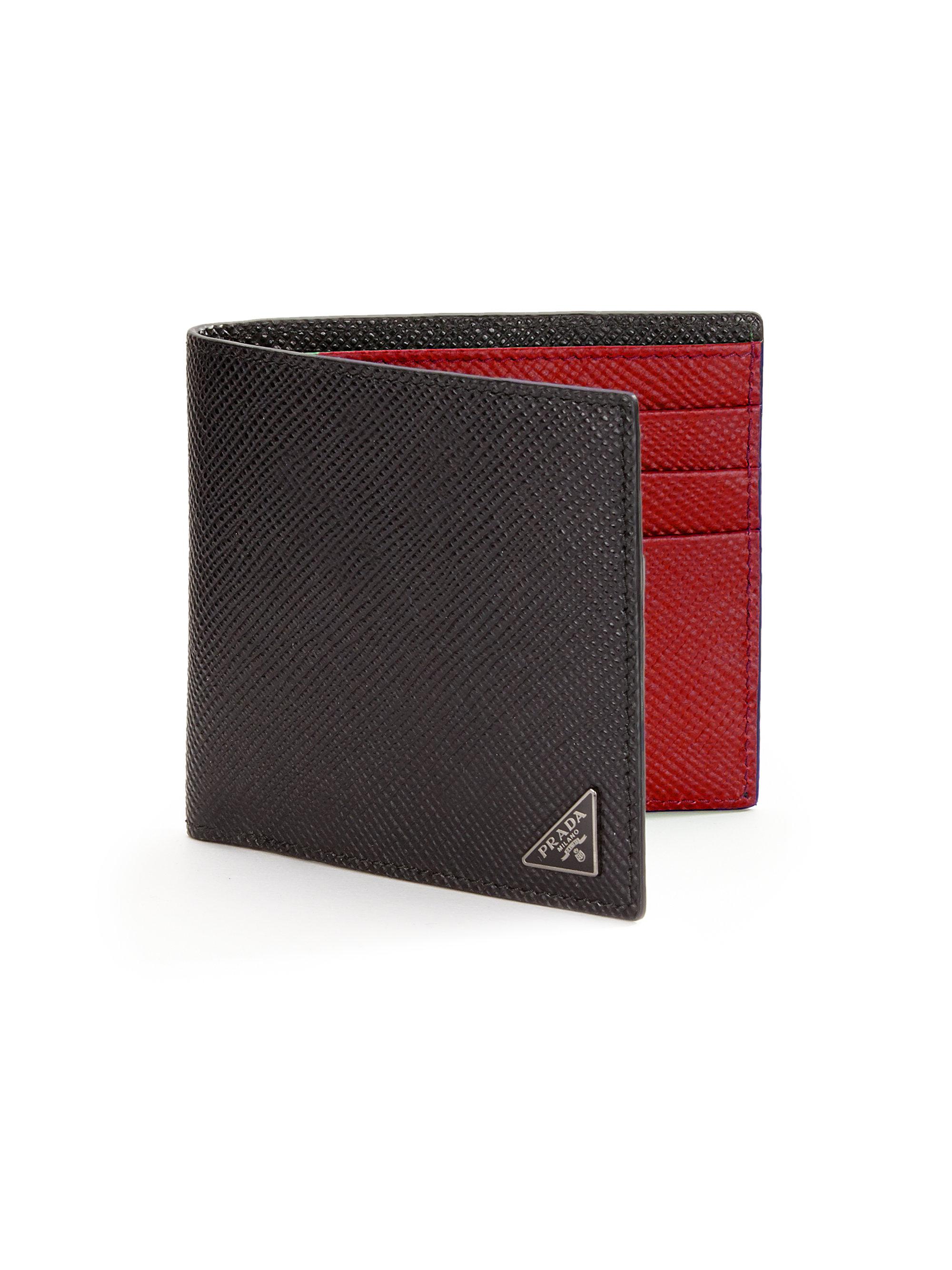 Prada Leather Orizzontale Wallet in Black Red (Black) for Men | Lyst