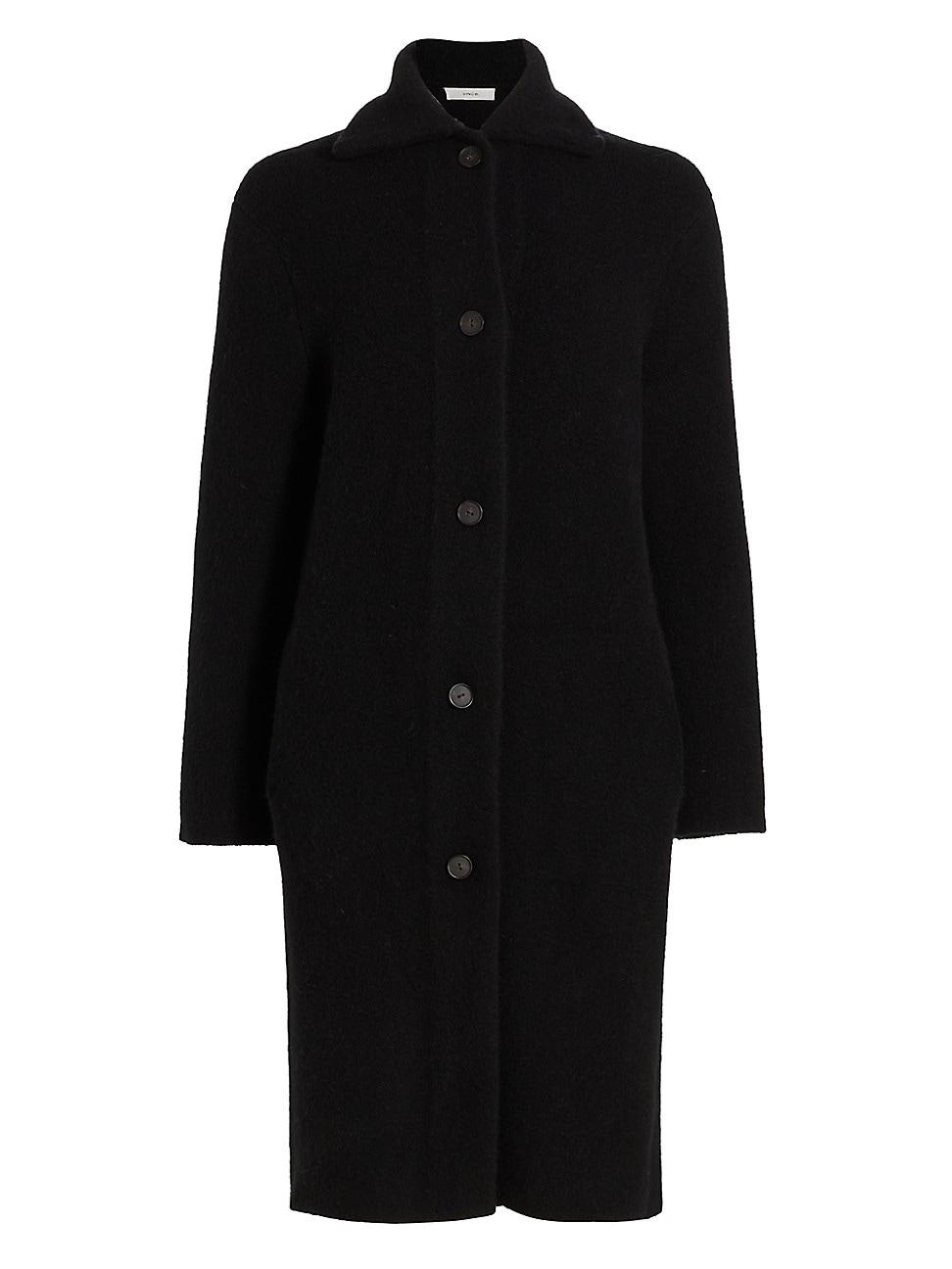 Vince Collared Knit Coat in Black Lyst
