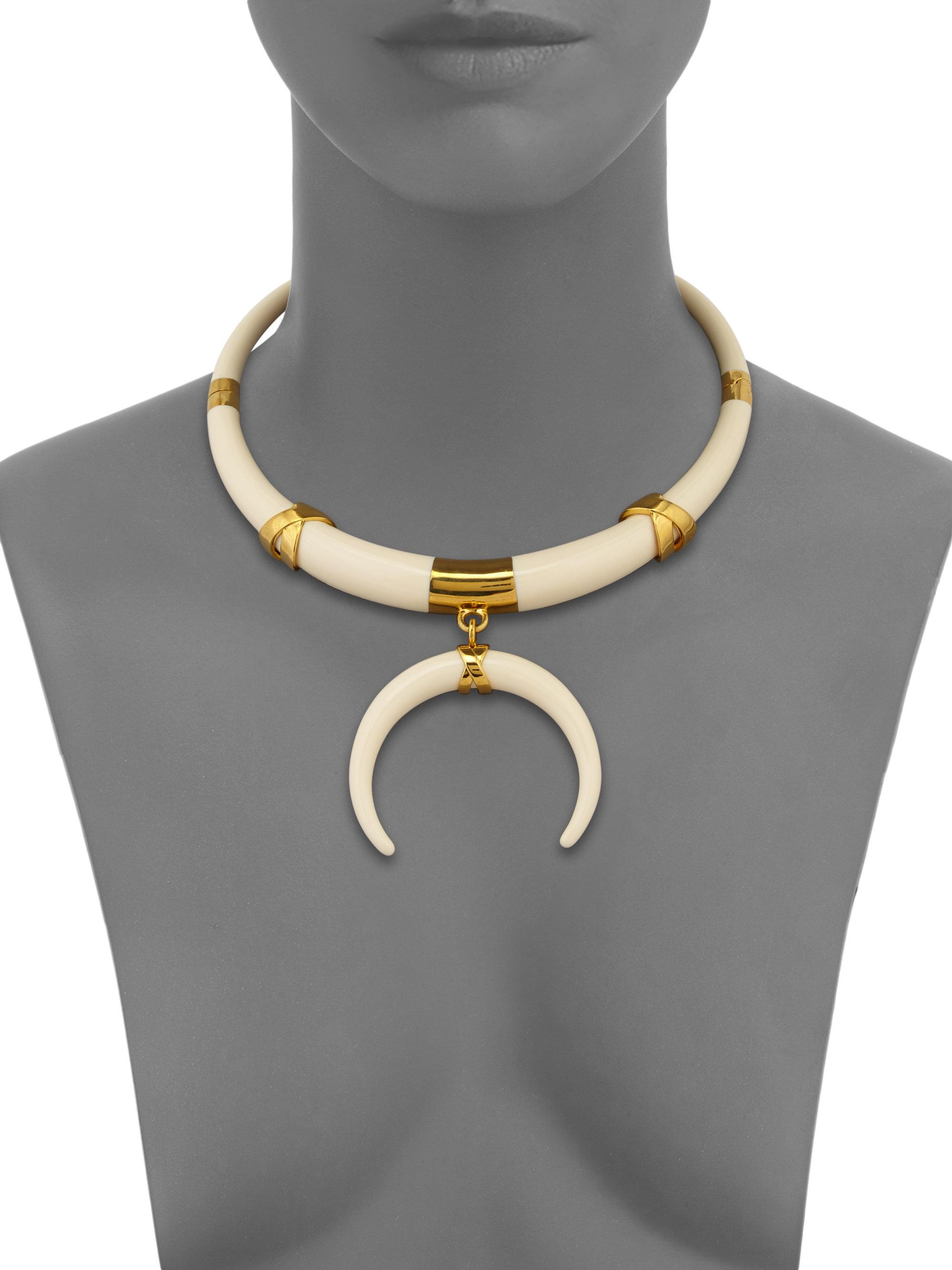 Tory Burch Oro Statement Collar Necklace in IvoryGold (Metallic) Lyst