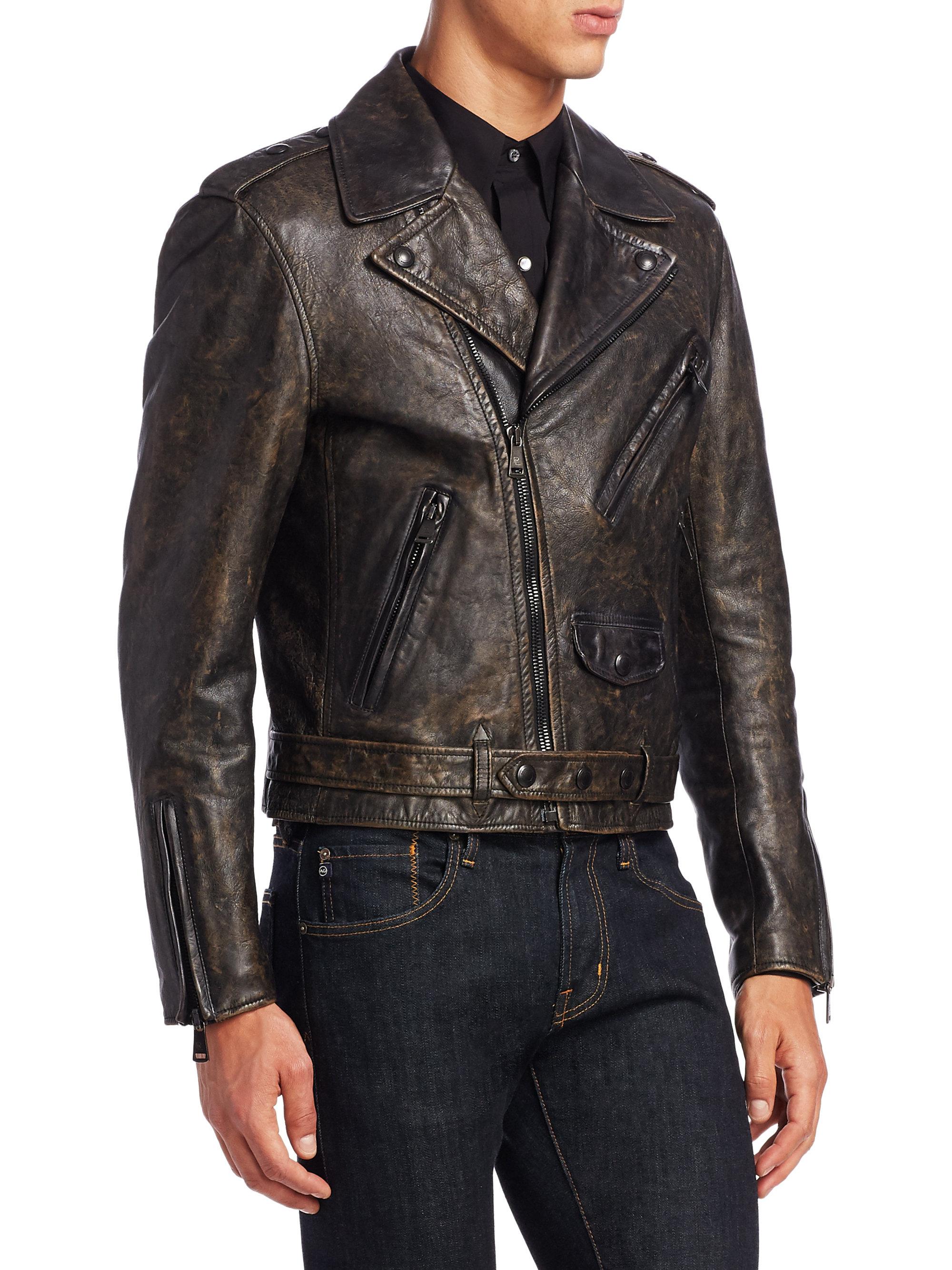 Ralph Lauren Purple Label Locklear Leather Moto Jacket in Black for Men ...