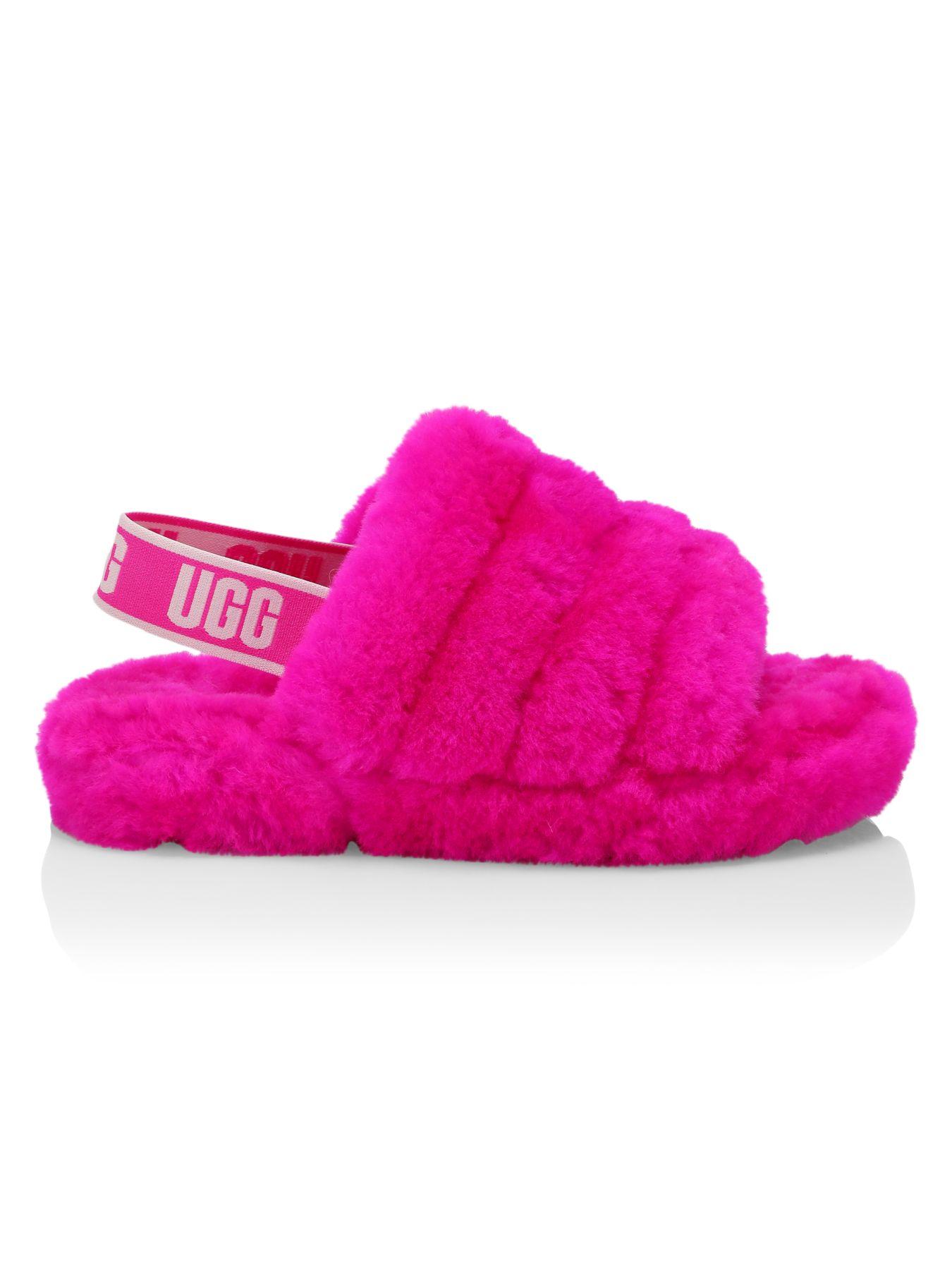 UGG Fur Fluff Yeah Sheepskin Slingback Slippers in Pink - Lyst