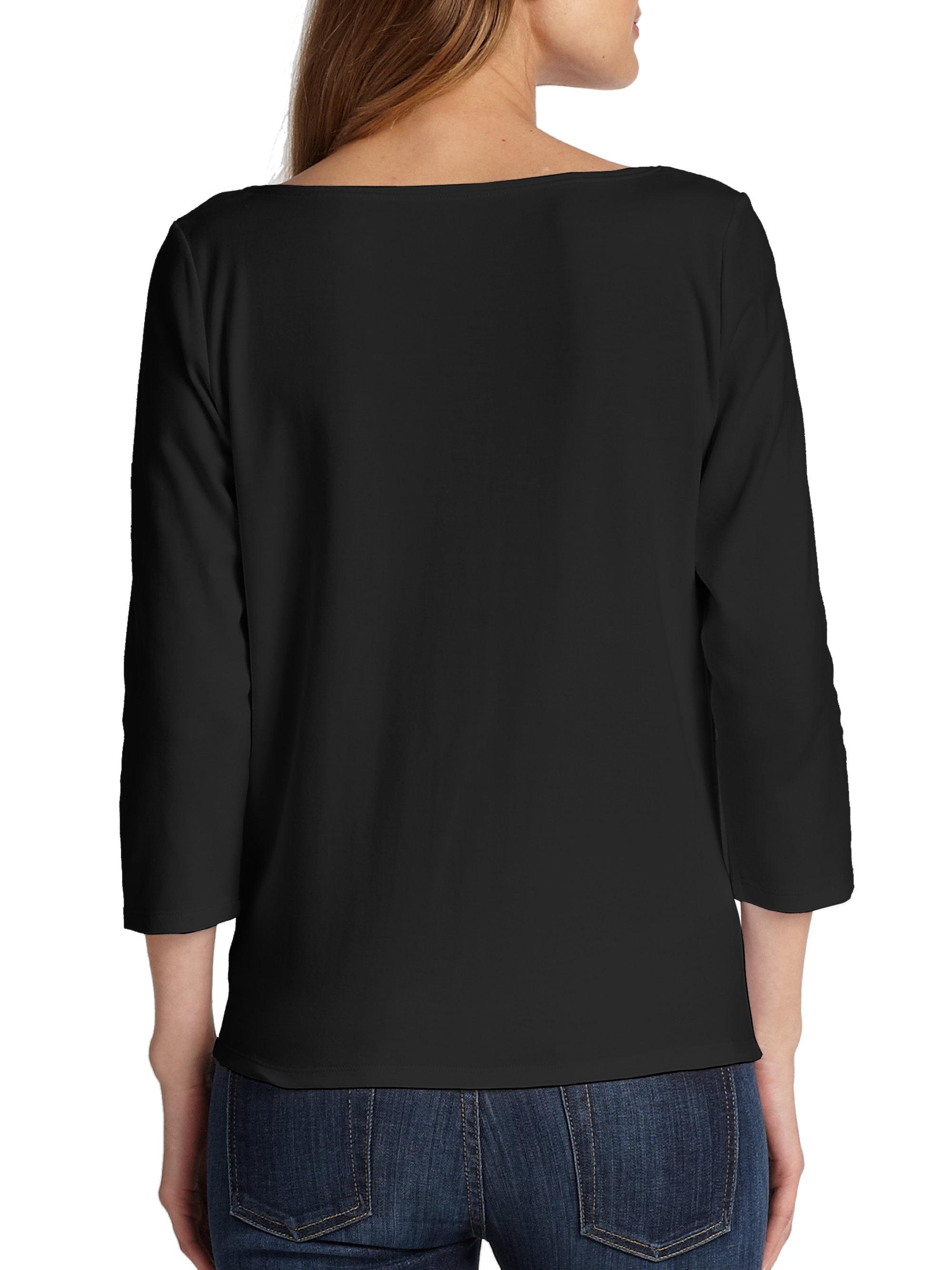 Eileen Fisher Organic Cotton Ballet Neck Top in Black Lyst