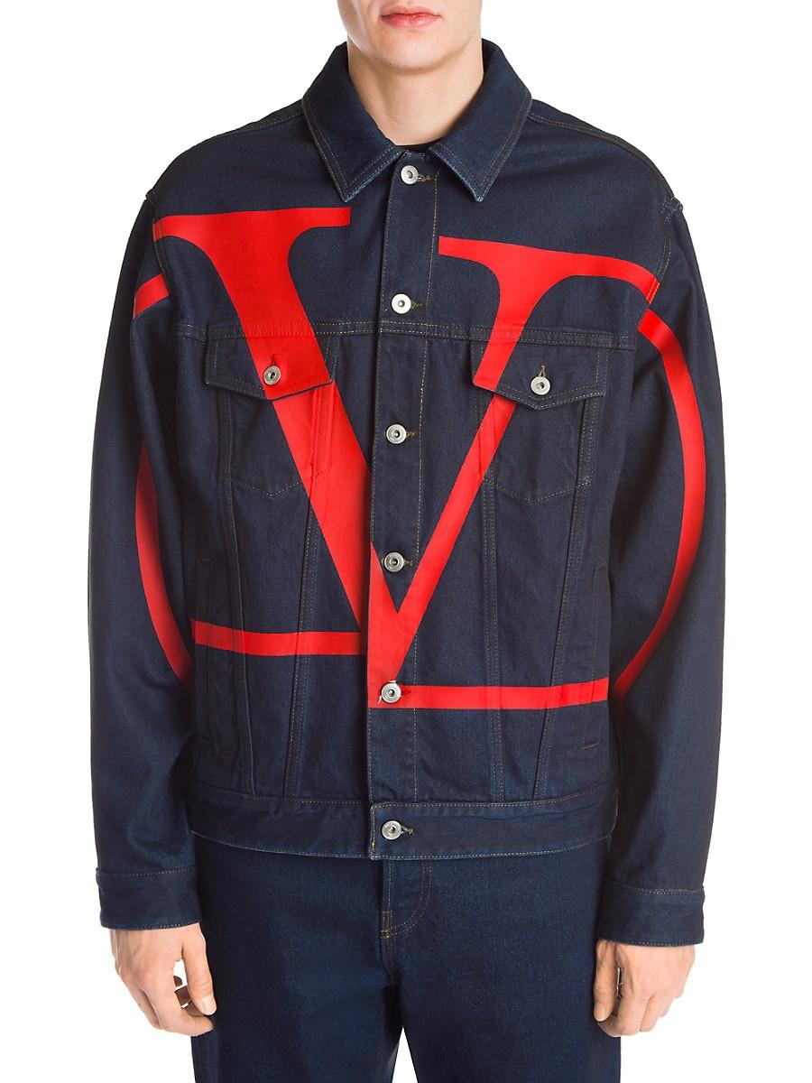 Valentino Vlogo Denim Jacket in Navy Red (Blue) for Men - Lyst