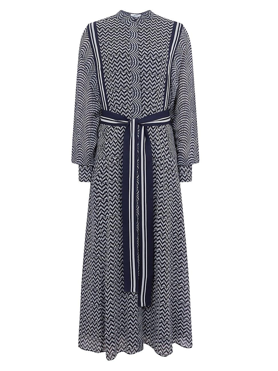 Reiss Tanya Zig Zag Midi-dress in Gray | Lyst