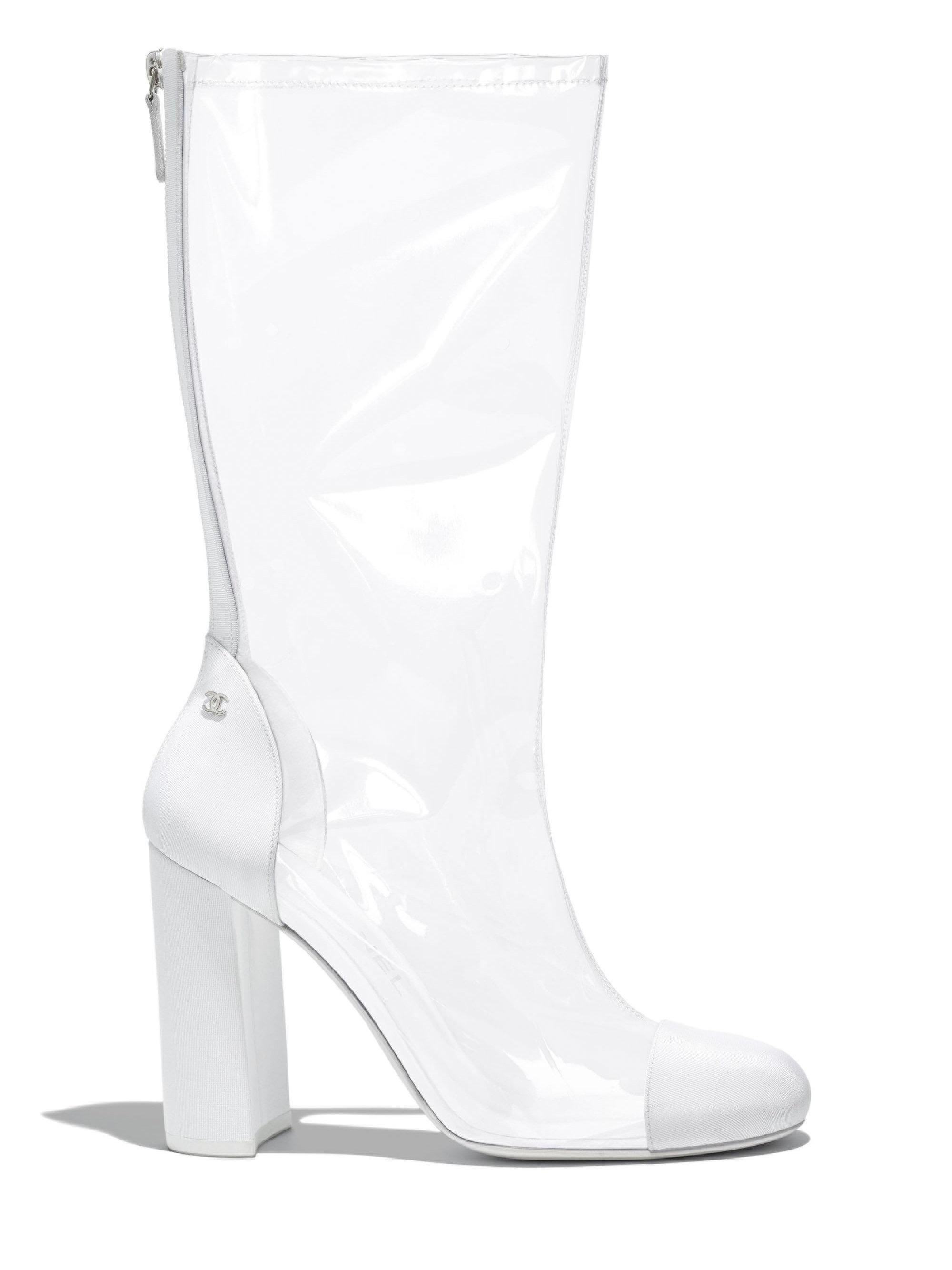Chanel White Ankle Boots Block Heel CC Cap Toe BNIB 385 1350  eBay