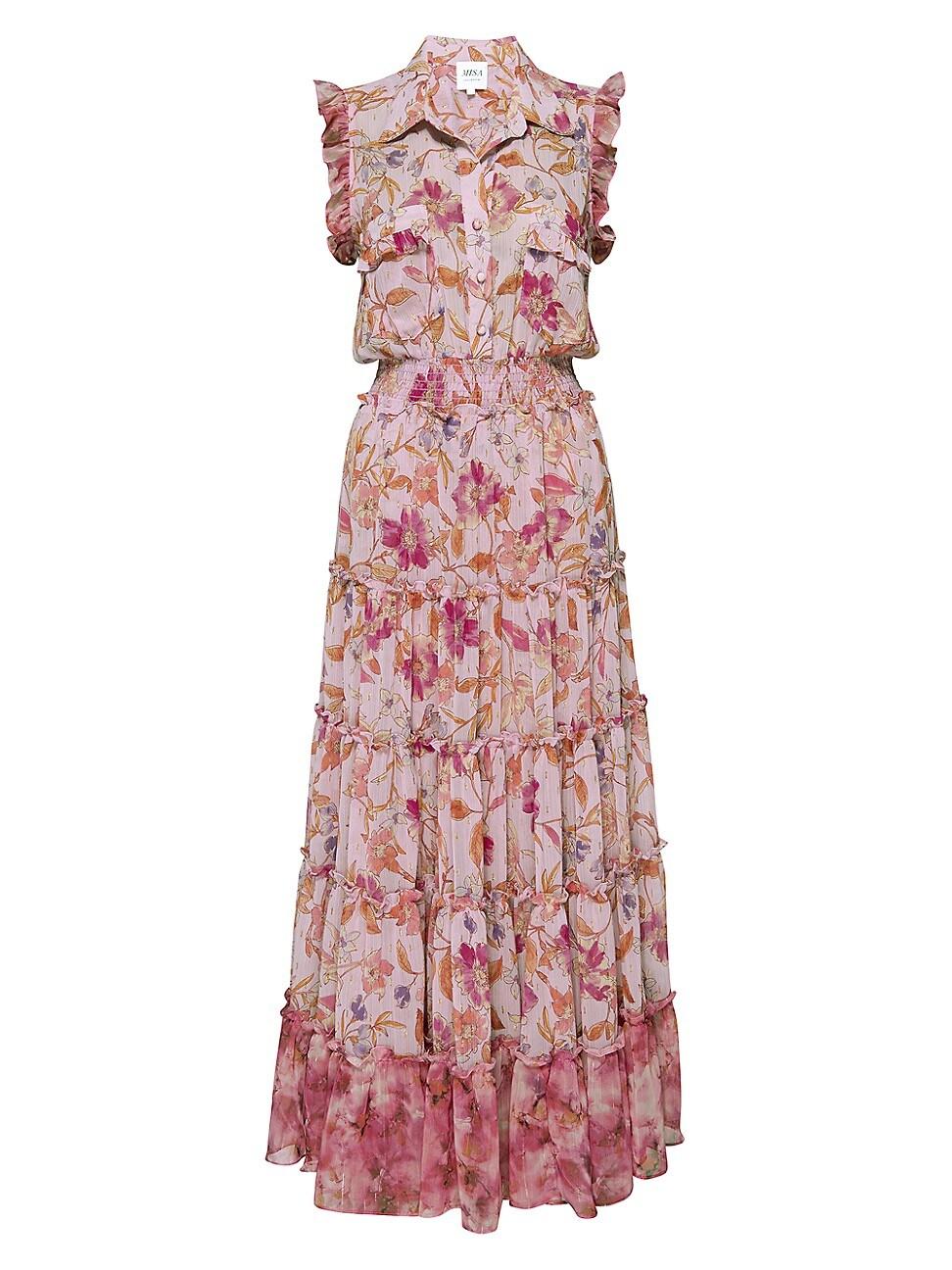 MISA Los Angles Trina Floral Tiered Maxi Dress in Purple | Lyst