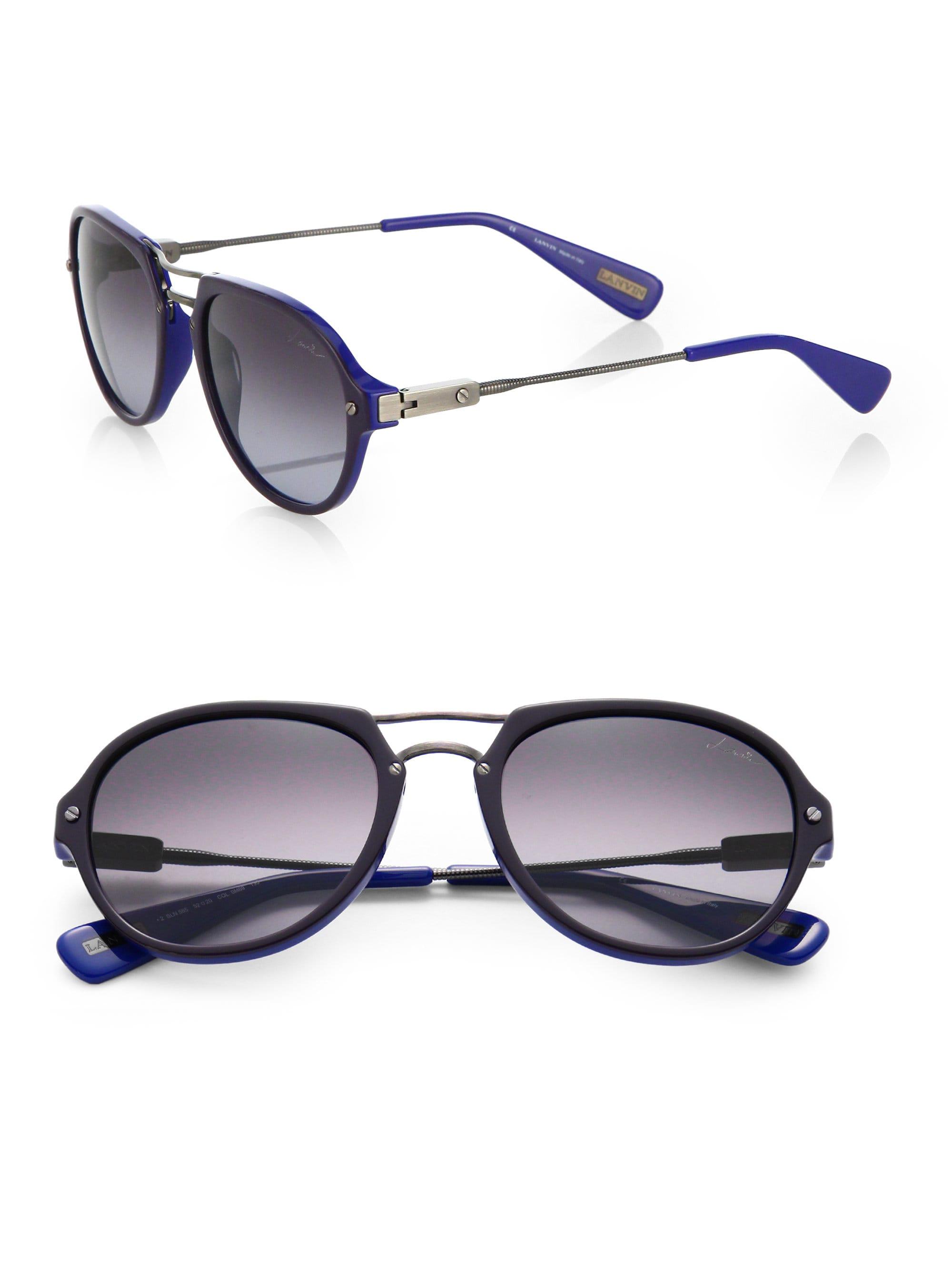 Lanvin Men's 52mm Round Sunglasses Navy in Blue for Men Lyst