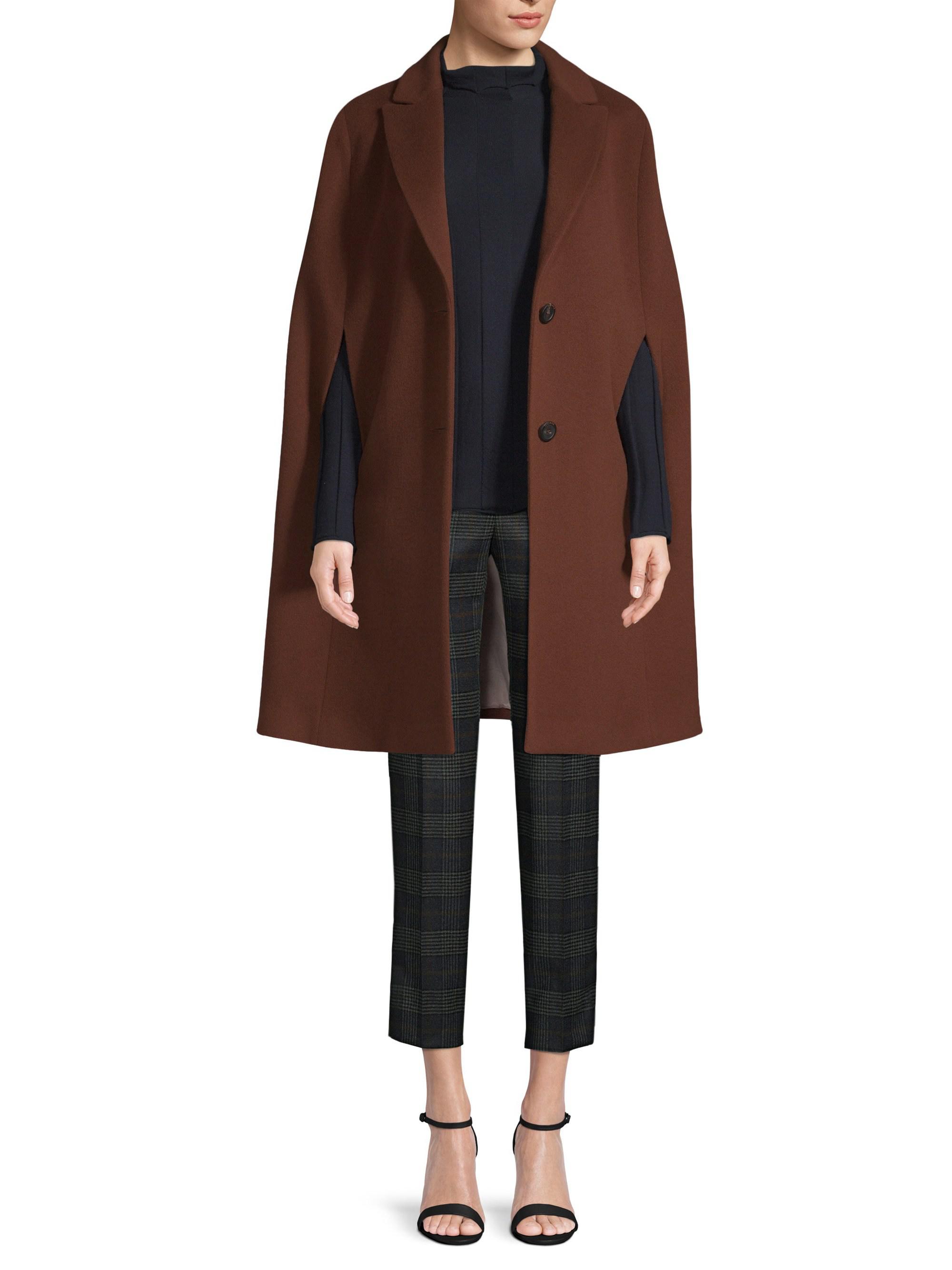 Peserico Wool-cashmere Cape Coat in Brown | Lyst