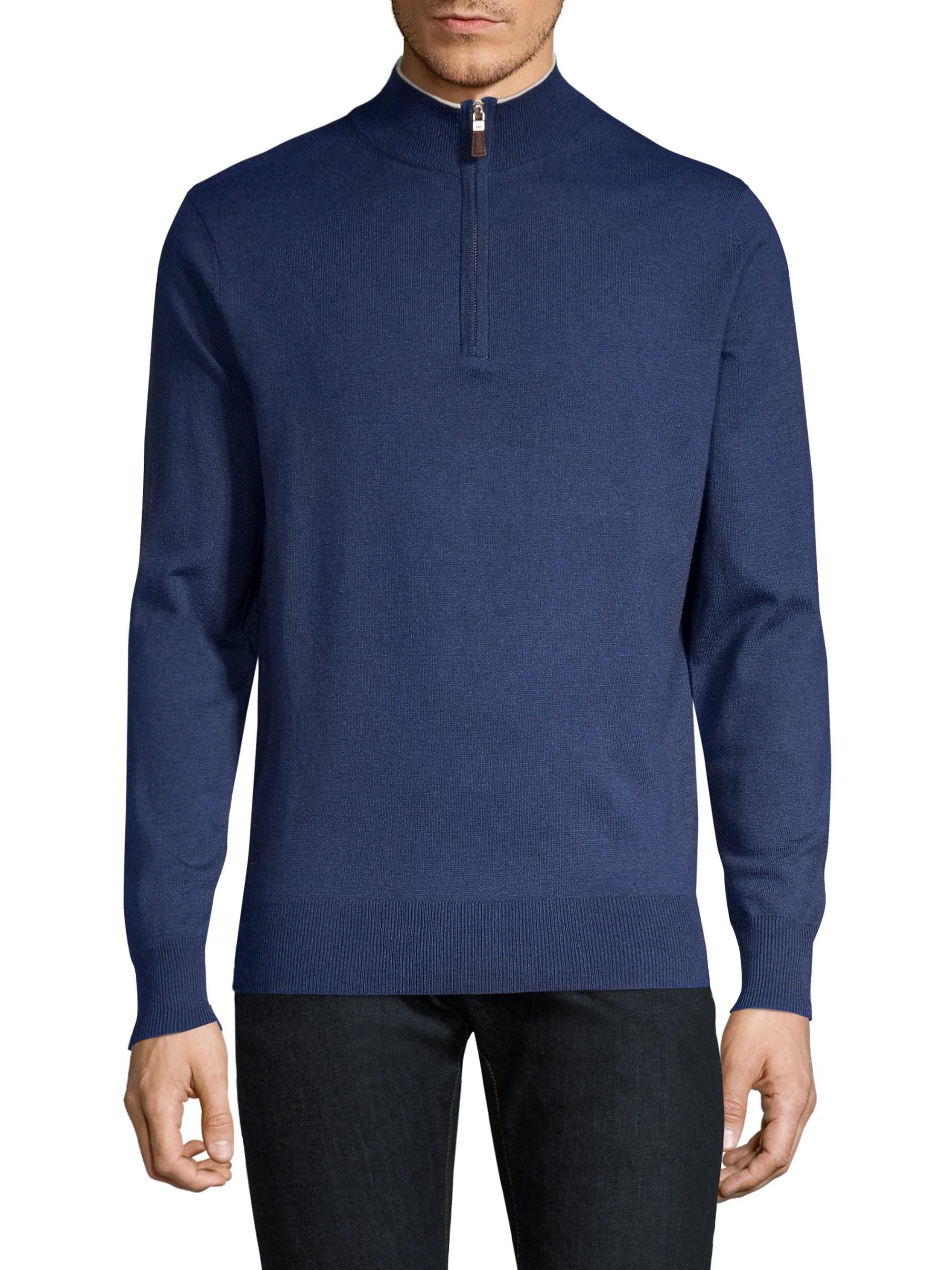 Peter Millar Crown Quarter Zip Soft Knit Sweater in Navy (Blue) for Men ...