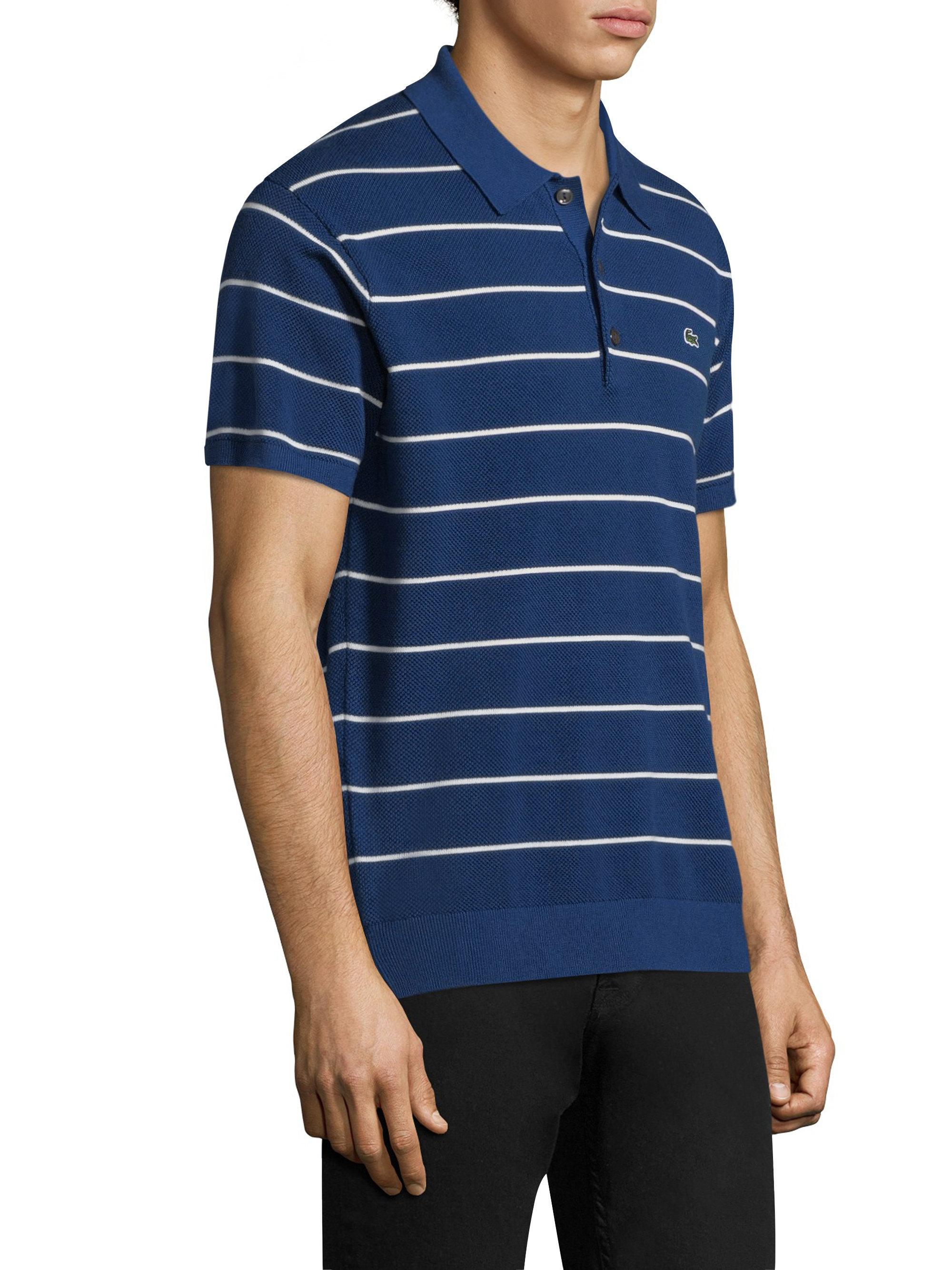 Lacoste Mens Short Sleeve Heritage France Strip Pique//Jersey Sweater AH4542