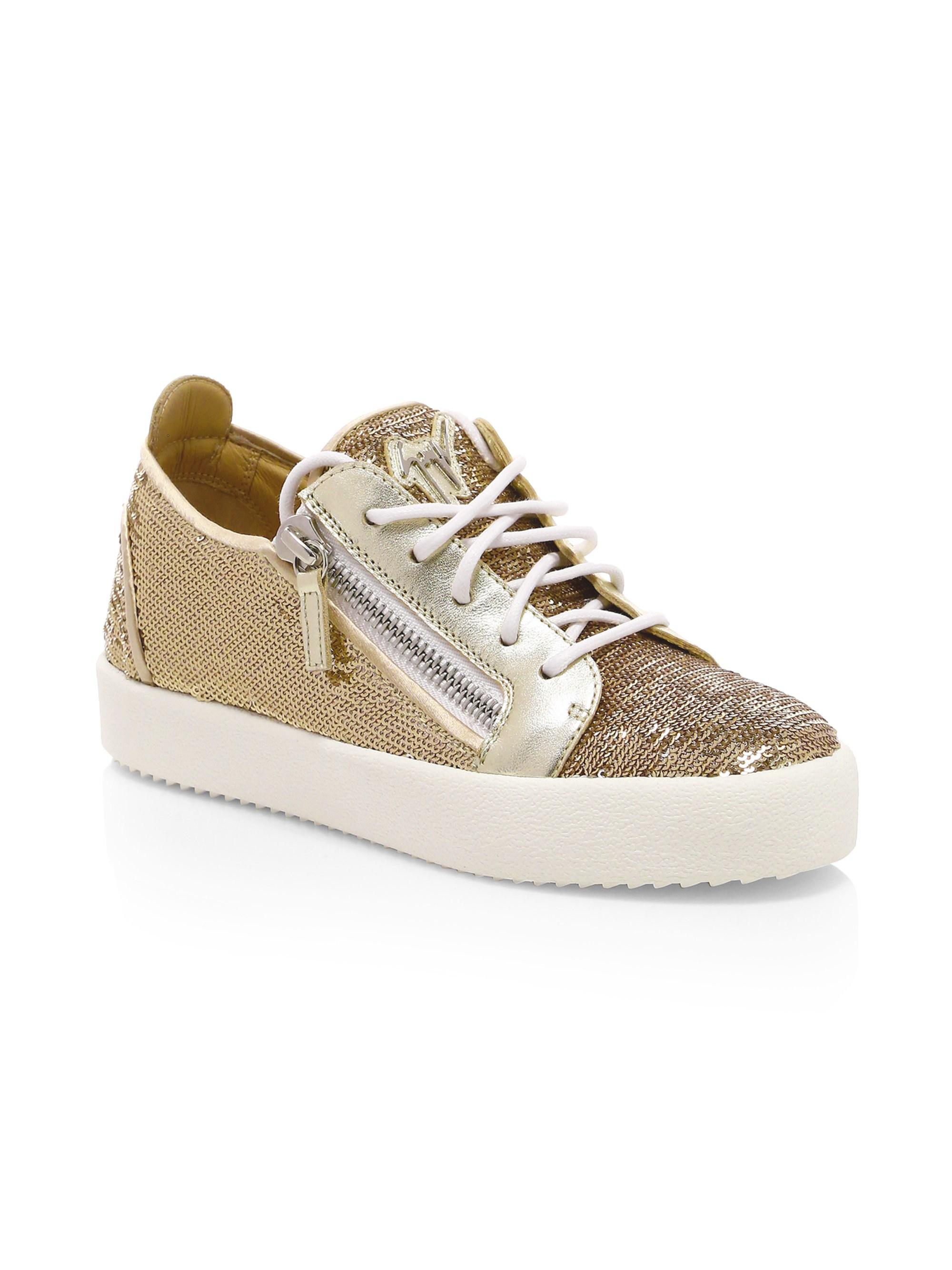 gold sequin sneakers