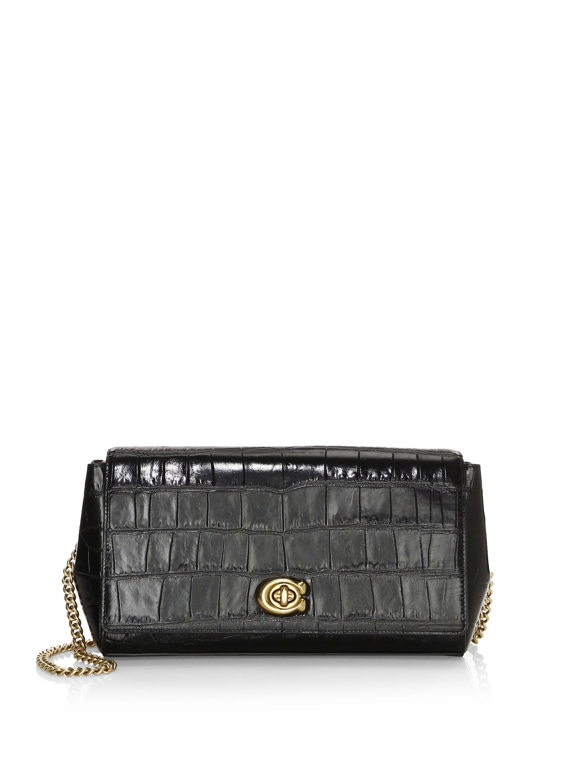 Lyst Coach Embossed Croc Crossbody Bag In Black Coach Women S Black Embossed Croc Crossbody Bag