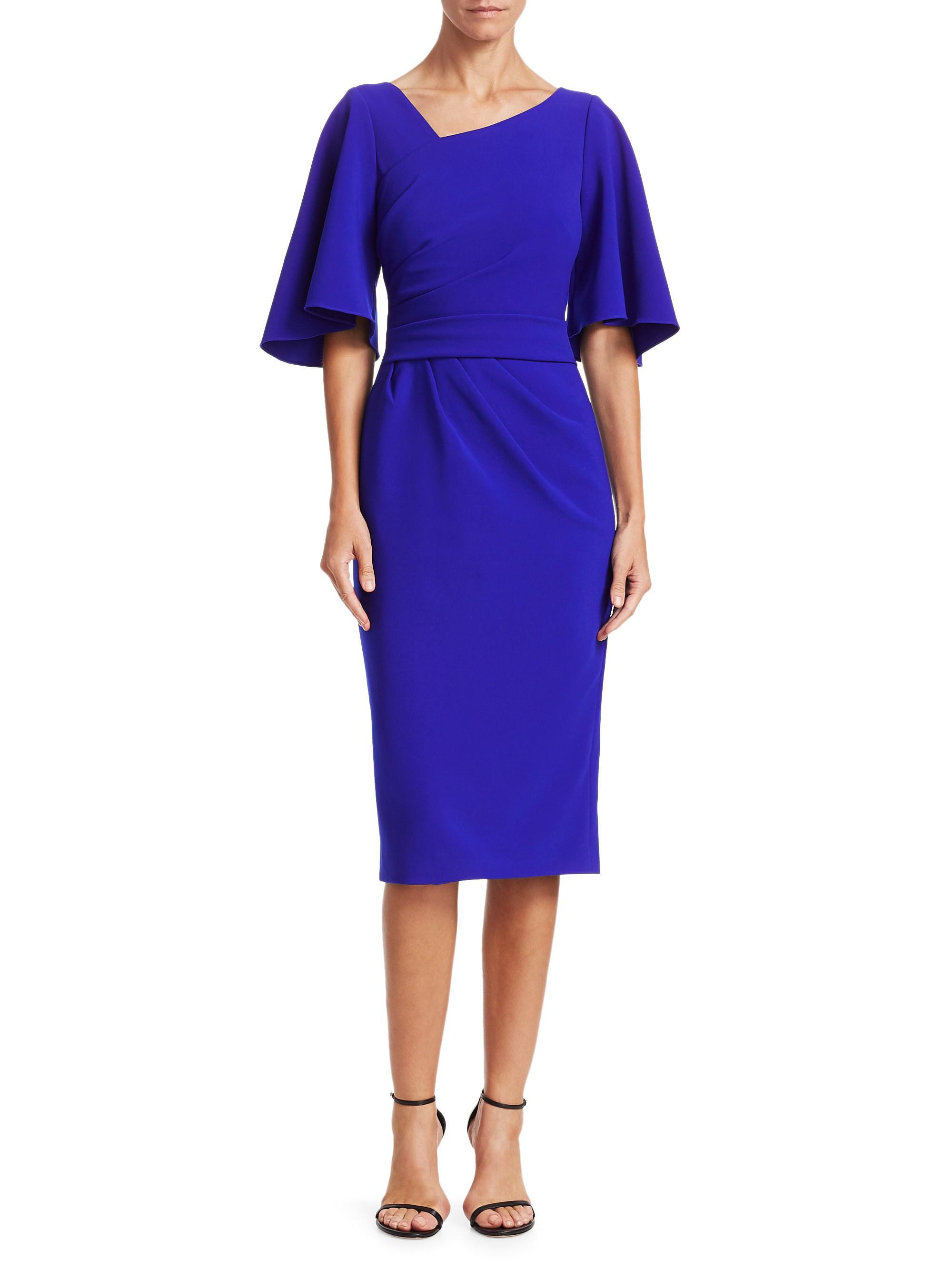 THEIA Crepe Flutter-sleeve Cocktail Dress in Purple - Lyst