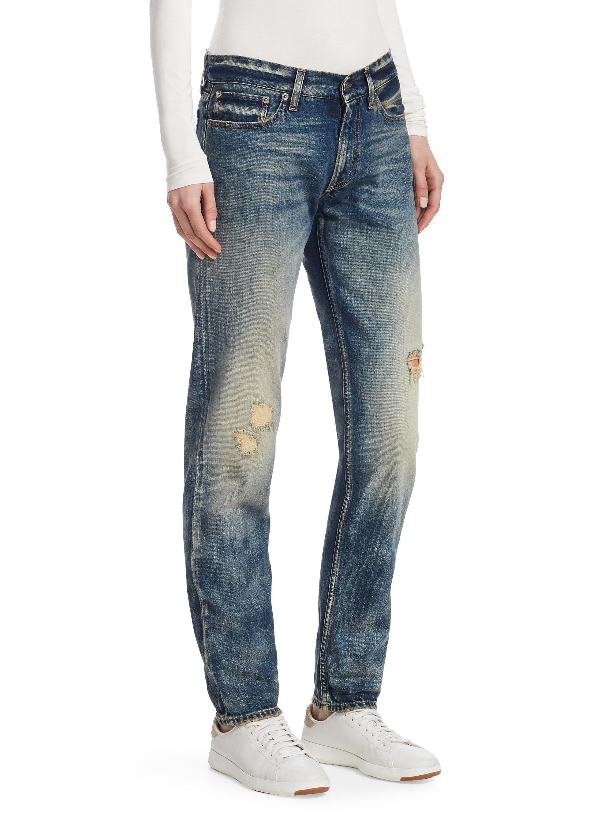 Ralph Lauren Collection Denim Iconic Style 320 Distressed Boyfriend Jeans  in Indigo (Blue) - Lyst