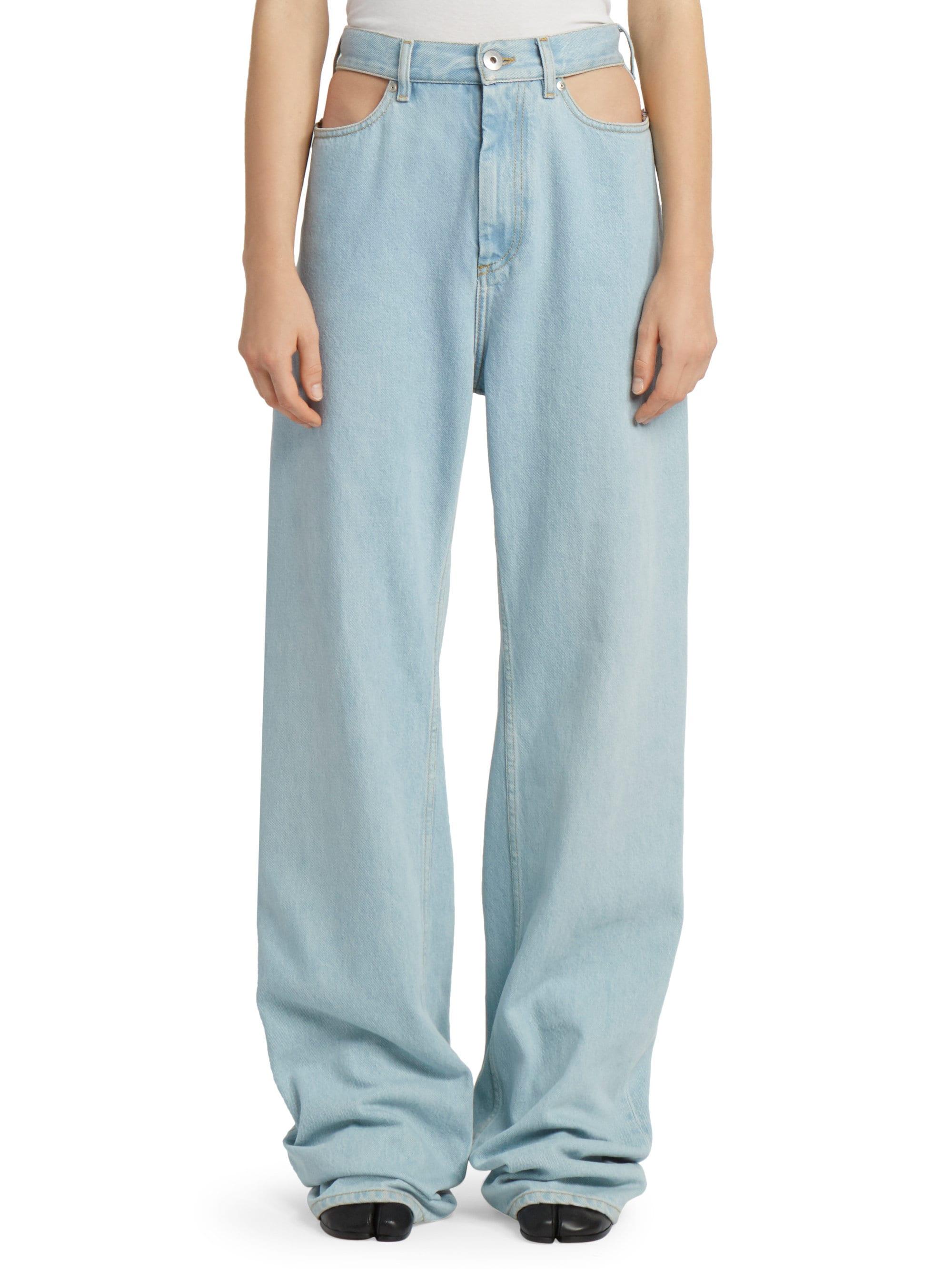 Maison Margiela Denim Baggy Cut Out Jeans In Denim Blue Lyst