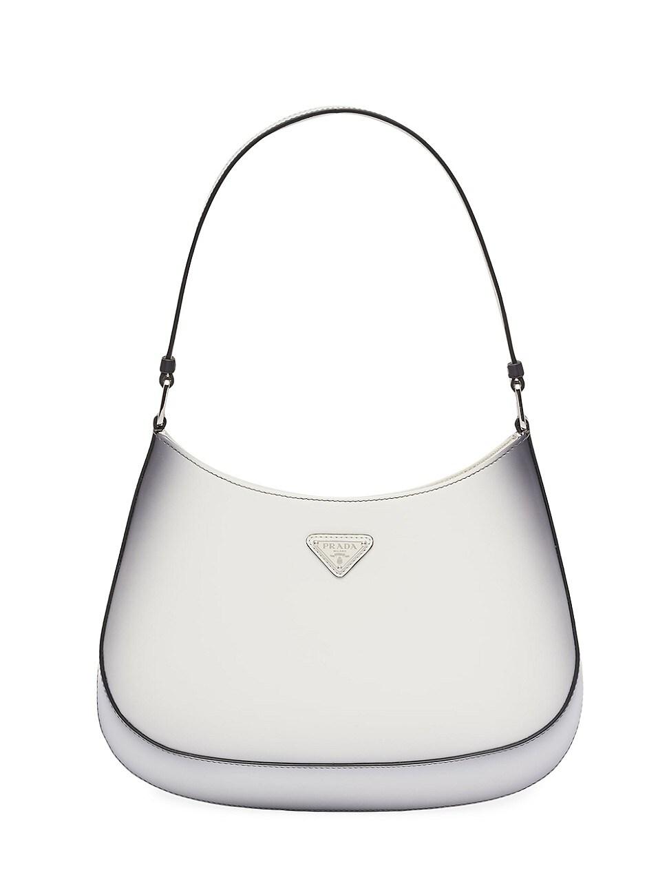 Prada Cleo Brushed Leather Shoulder Bag With Flap White 