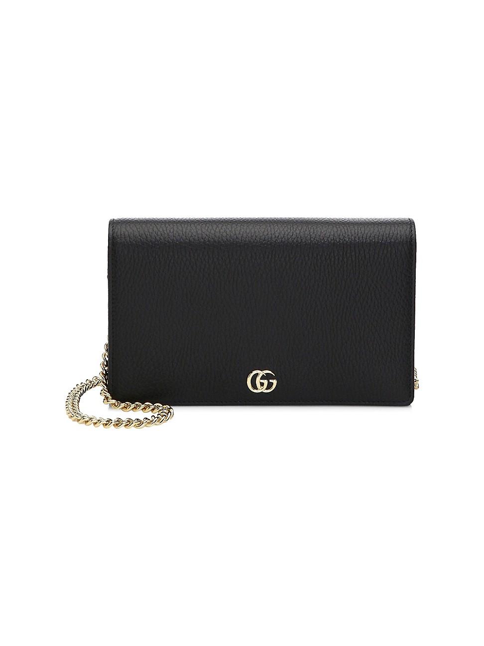 gg marmont leather mini chain bag black
