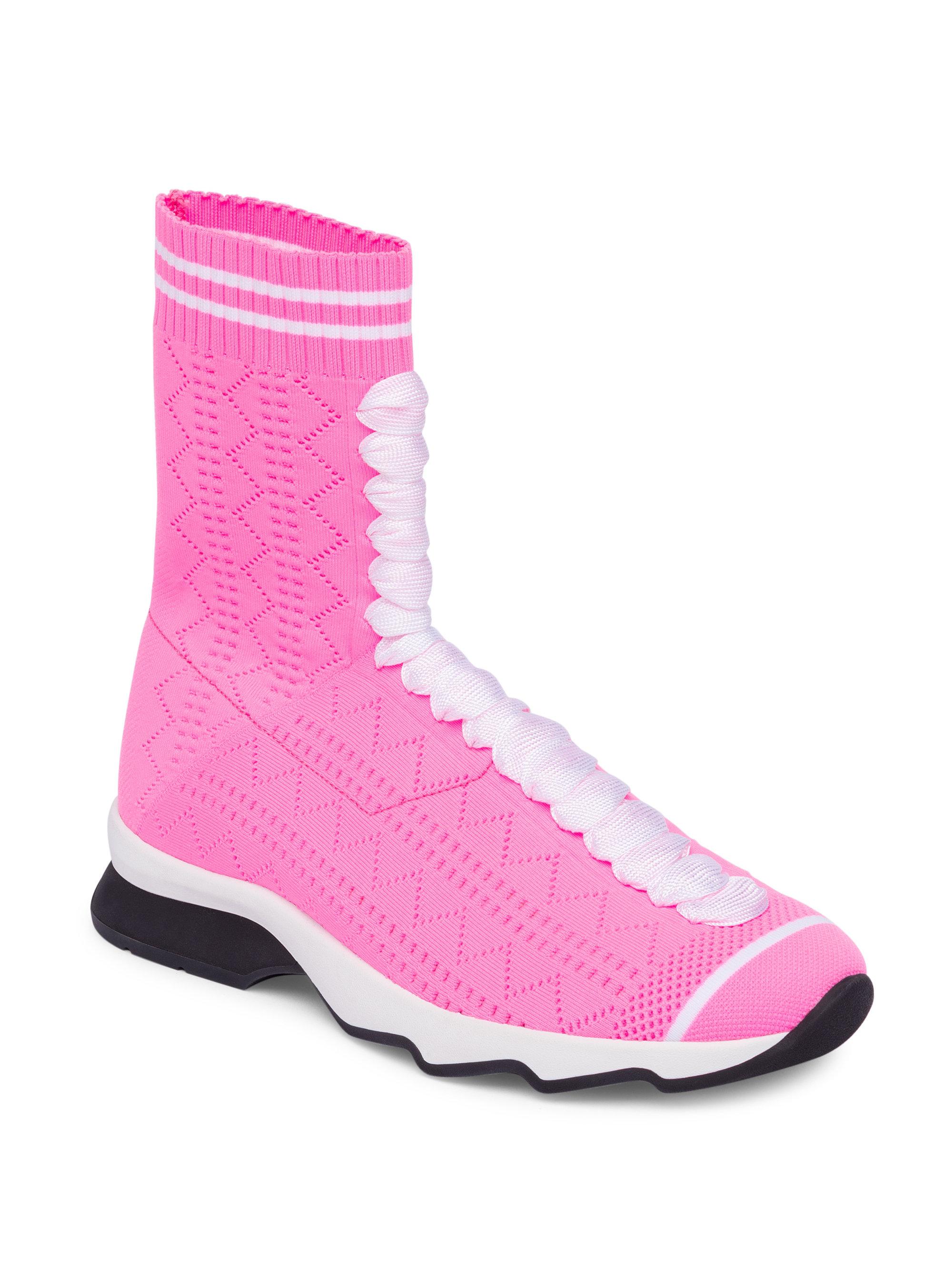 pink knit sneakers