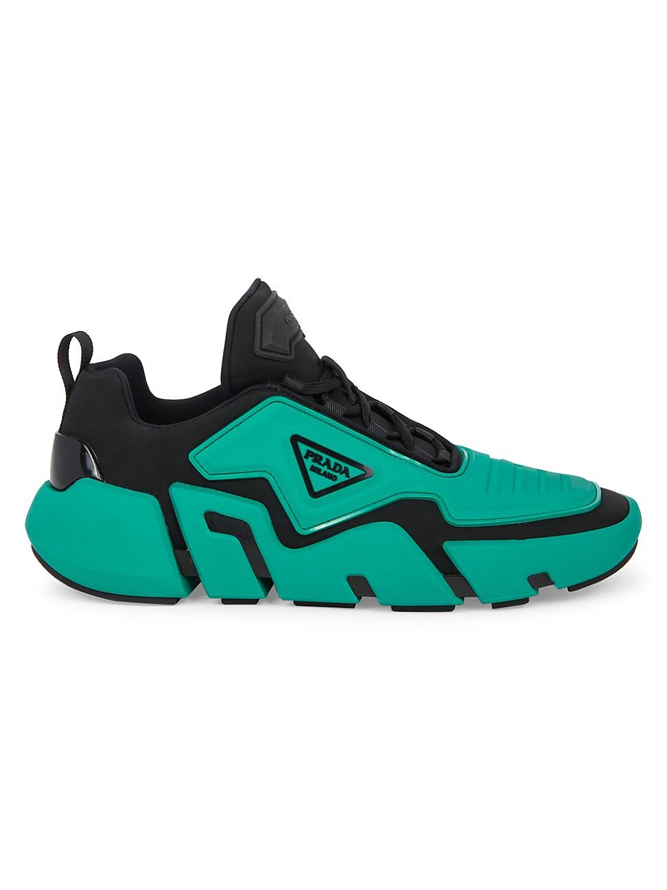 Prada The Techno Stretch Sneakers in Green for Men | Lyst