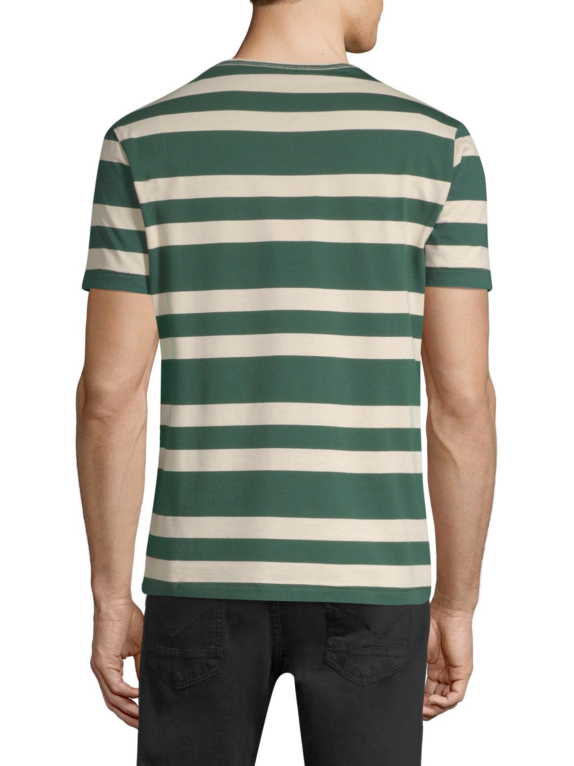 Burberry Striped Cotton Tee in Green for Men - Lyst