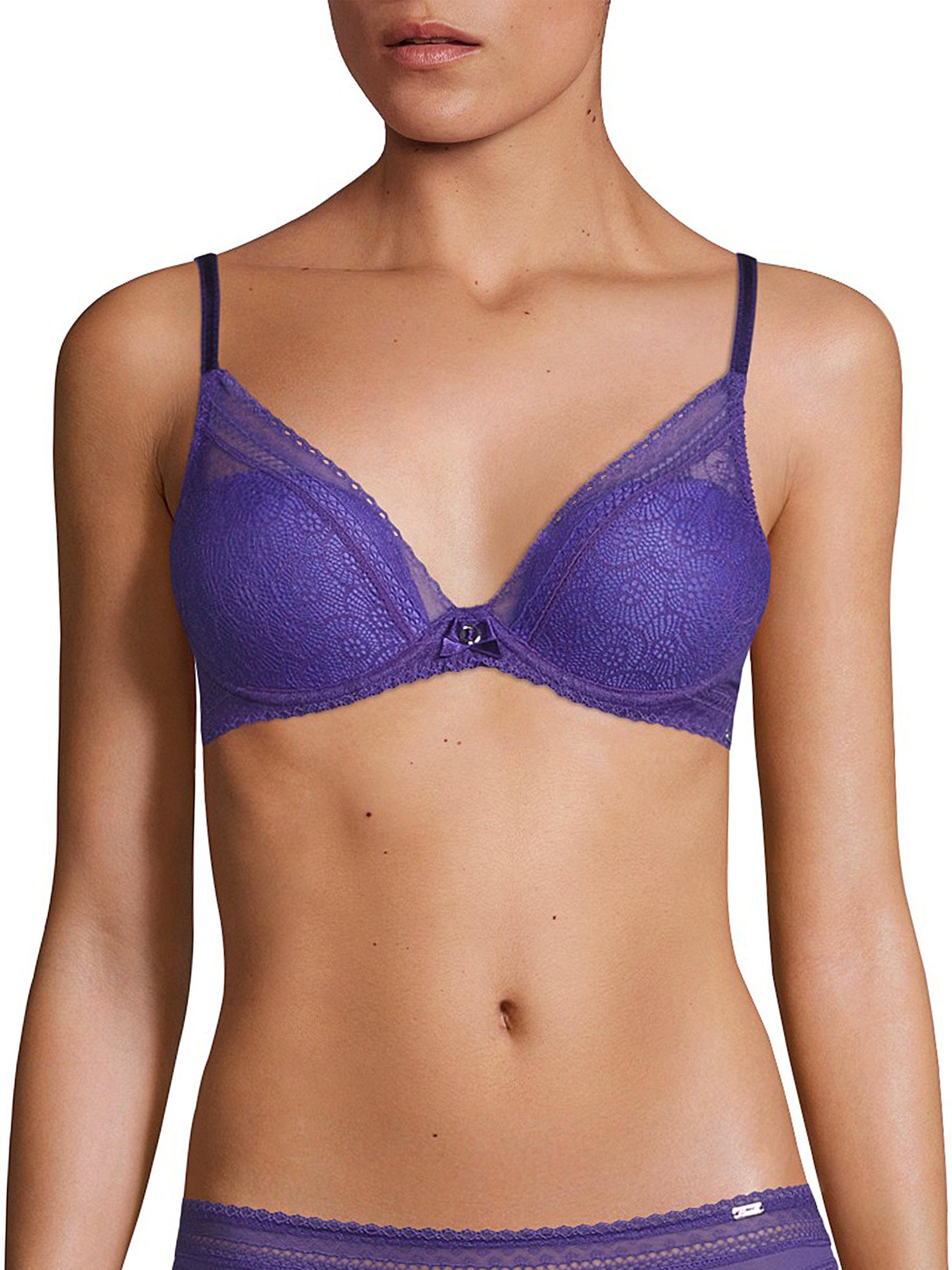Chantelle Lace Festivite Plunge Bra in Purple Blue (Purple) Lyst