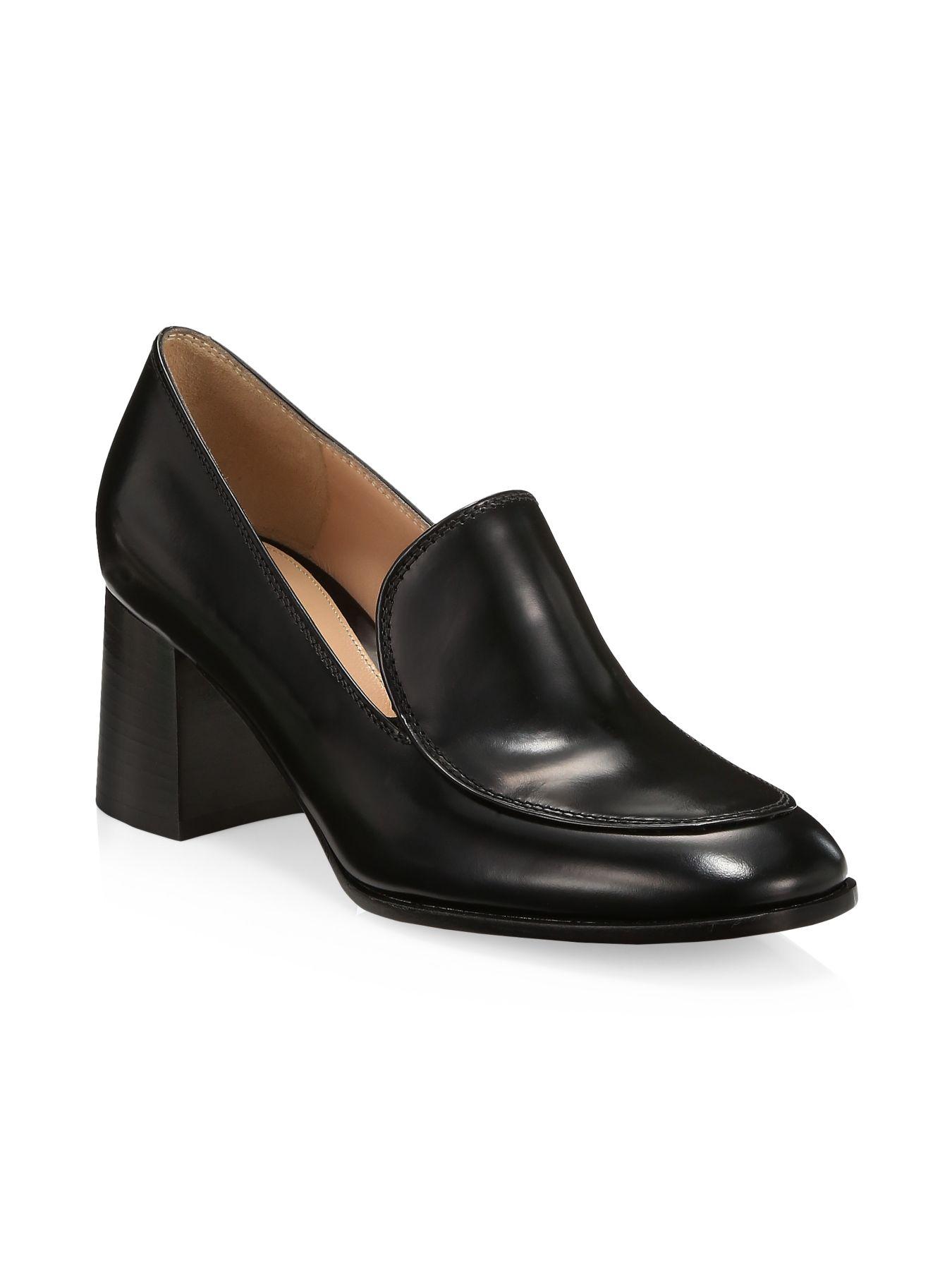 Gianvito Rossi Block-heel Leather Loafers in Black - Lyst