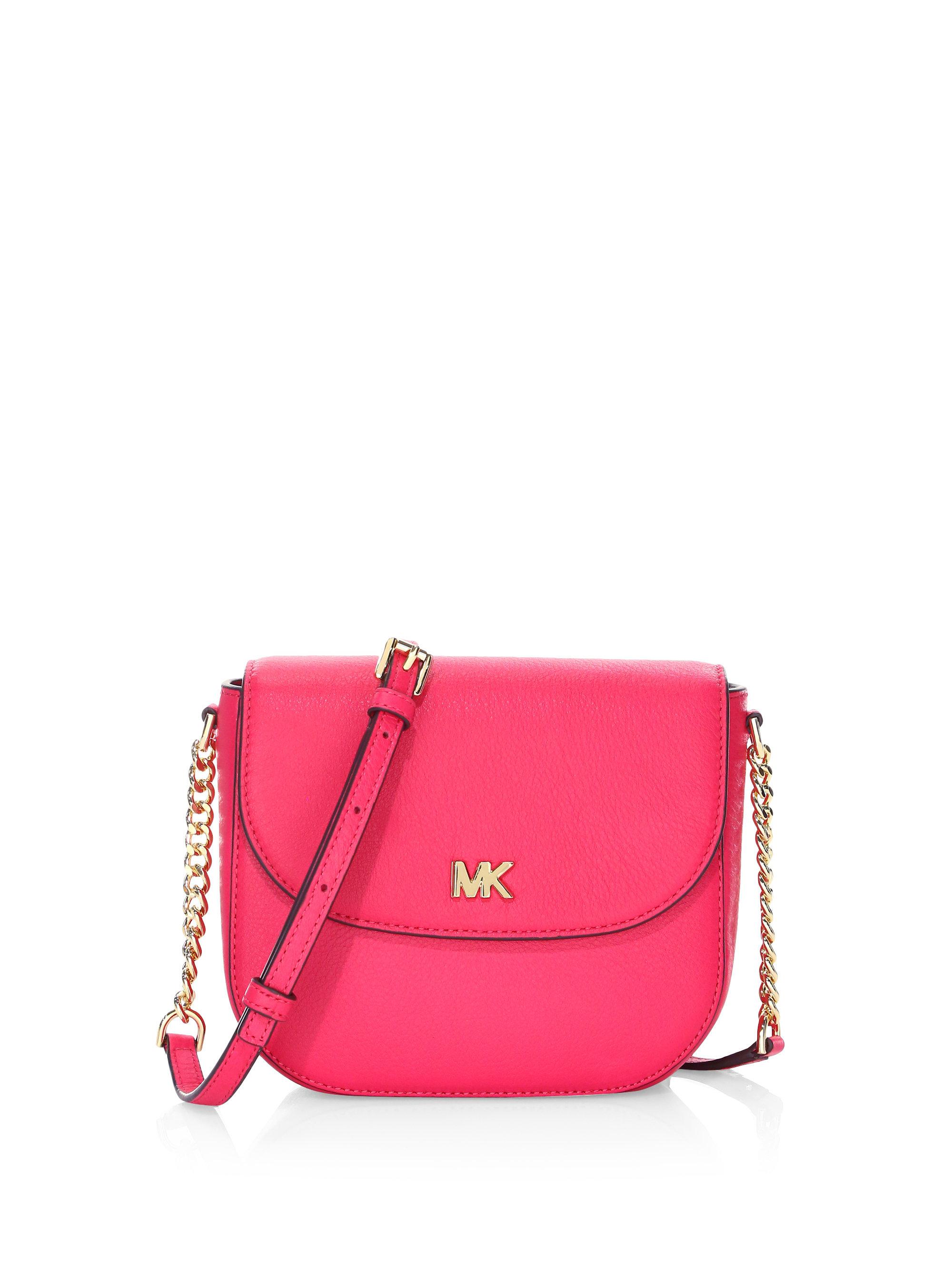 Lyst Michael Michael Kors Half Dome Leather Crossbody Bag in Pink