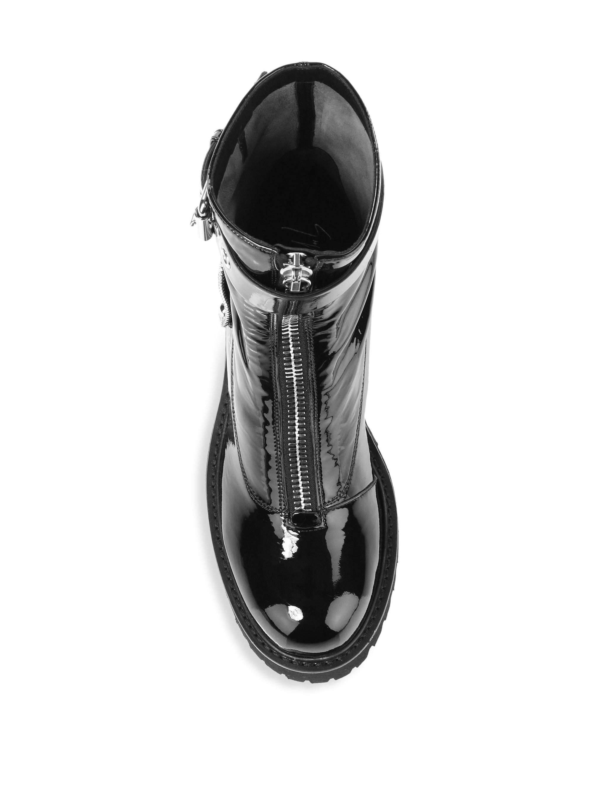 studded patent boots