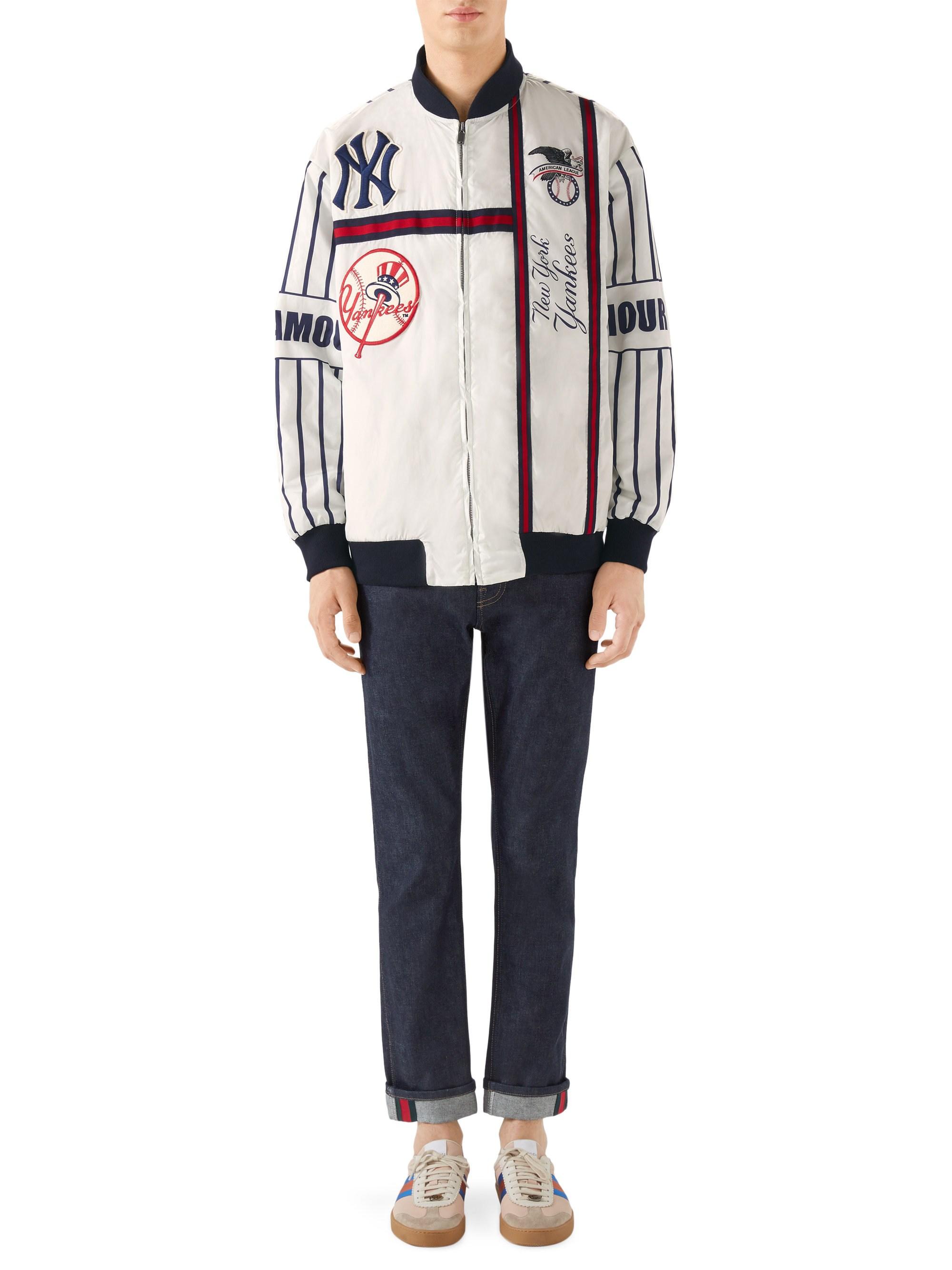 Gucci Men's New York Yankees Striped Bomber Jacket - White for Men | Lyst