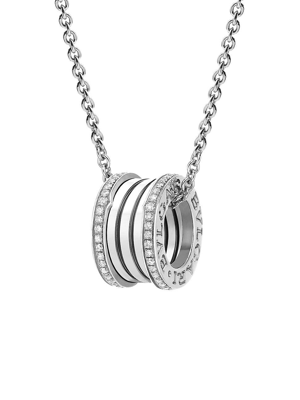 Bvlgari B Zero1 18k White Gold Diamond Pendant Necklace Lyst