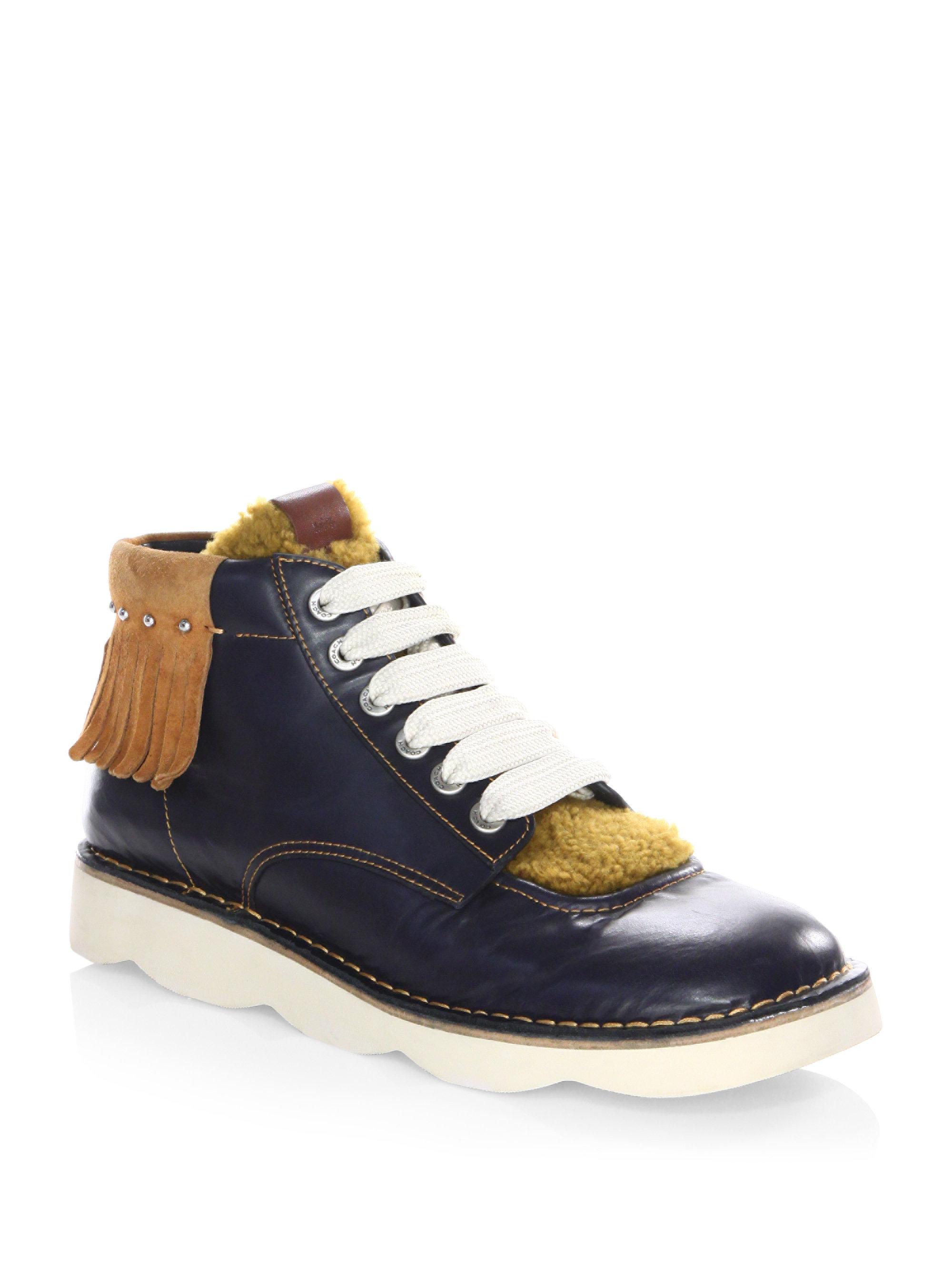 COACH Leather 1941 Shearling Derby Boots in Blue for Men