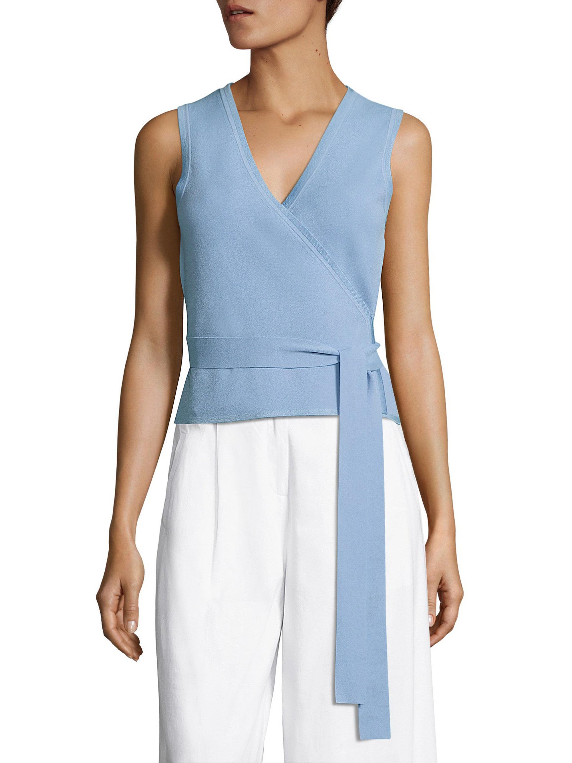 sleeveless wrap sweater