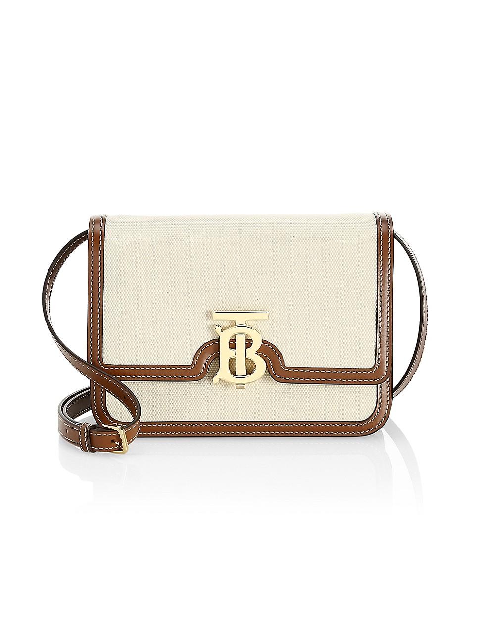 Burberry Small Two-tone Canvas And Leather Tb Bag - Save 56% | Lyst