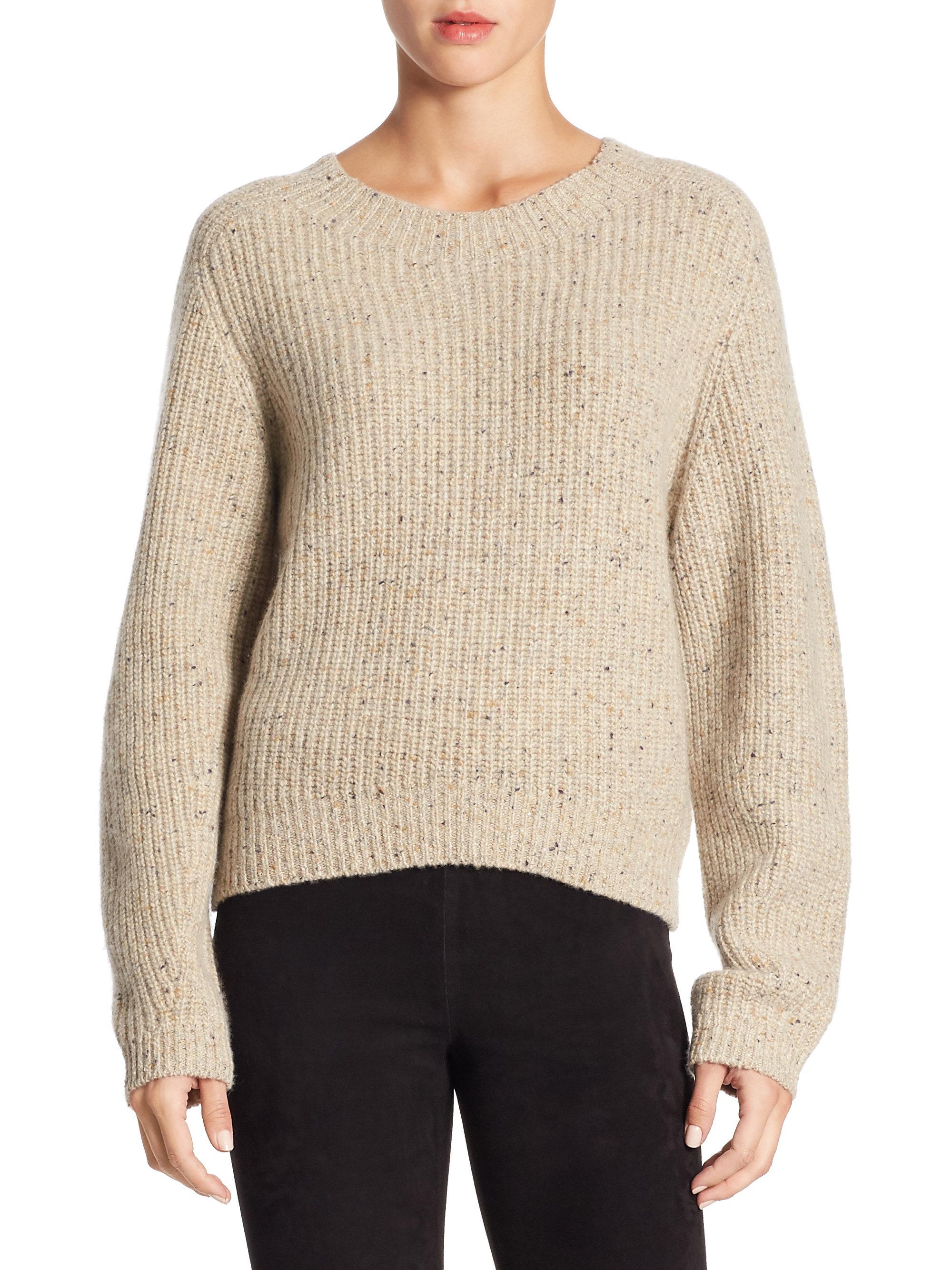 Lyst - Vince Saddle Cashmere Sweater in Natural