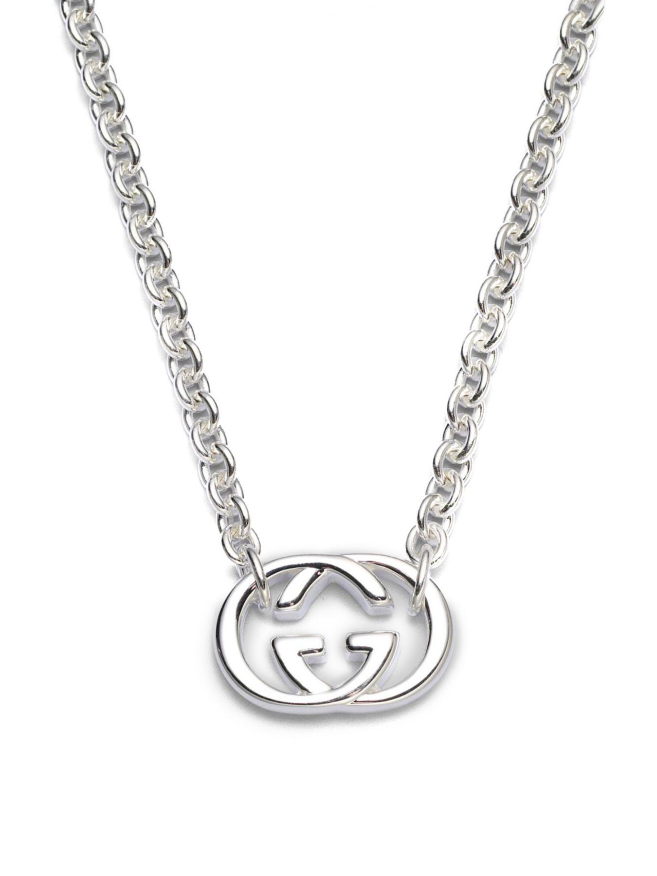 Gucci Double G Sterling Silver Necklace in Metallic - Lyst