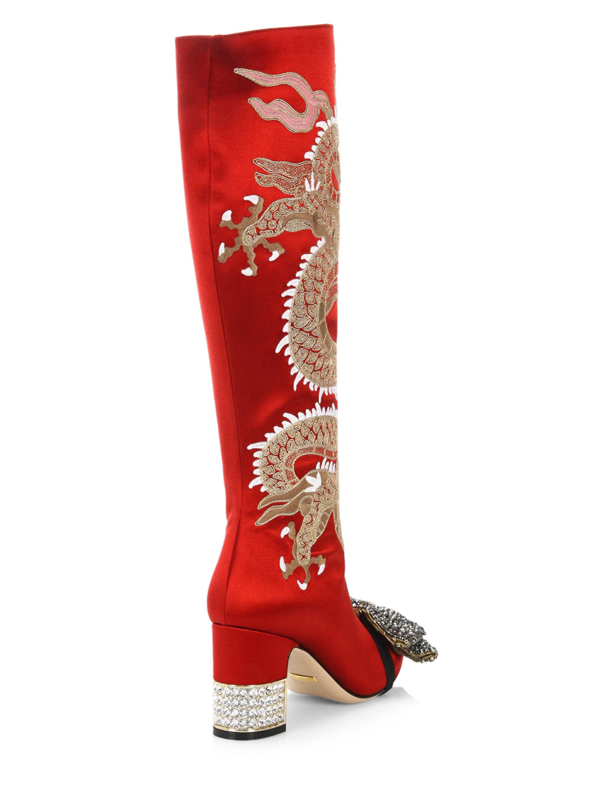 gucci red dragon boots