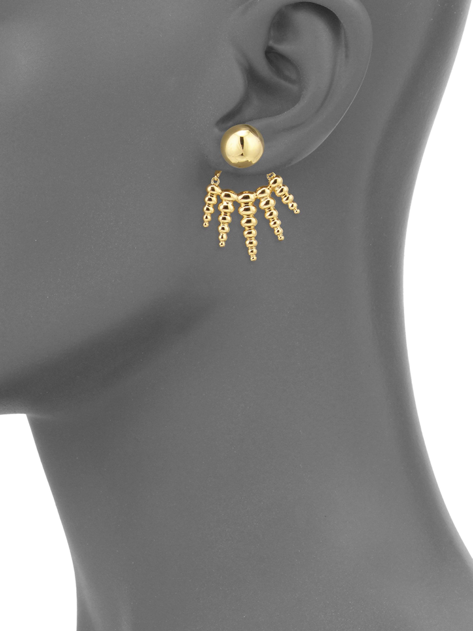 Lyst Nikos Koulis Spectrum 18k Yellow Gold Ear Jacket Stud View Fullscreen