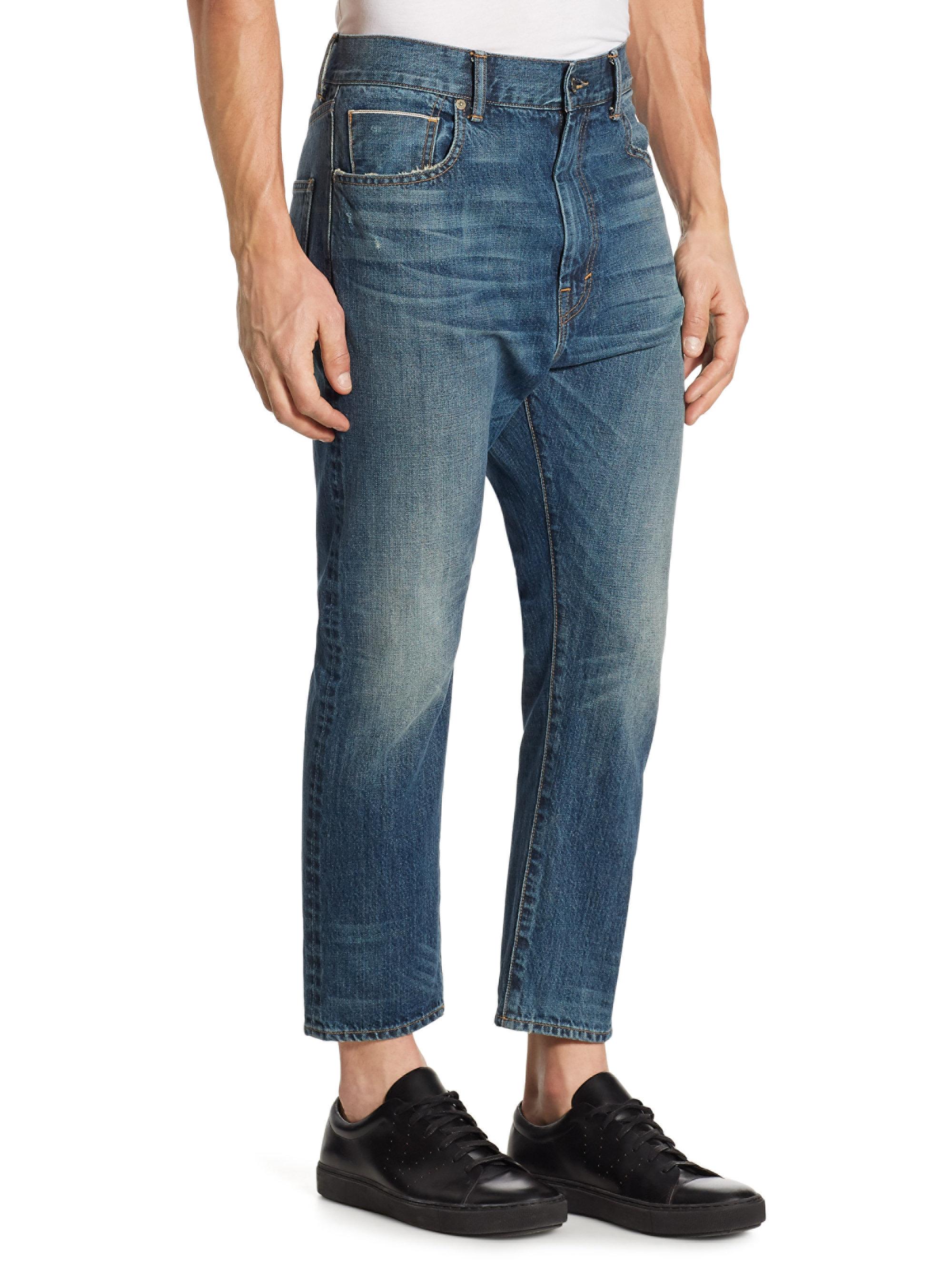 Lyst - Vince Slim-fit Cropped Jeans in Blue for Men