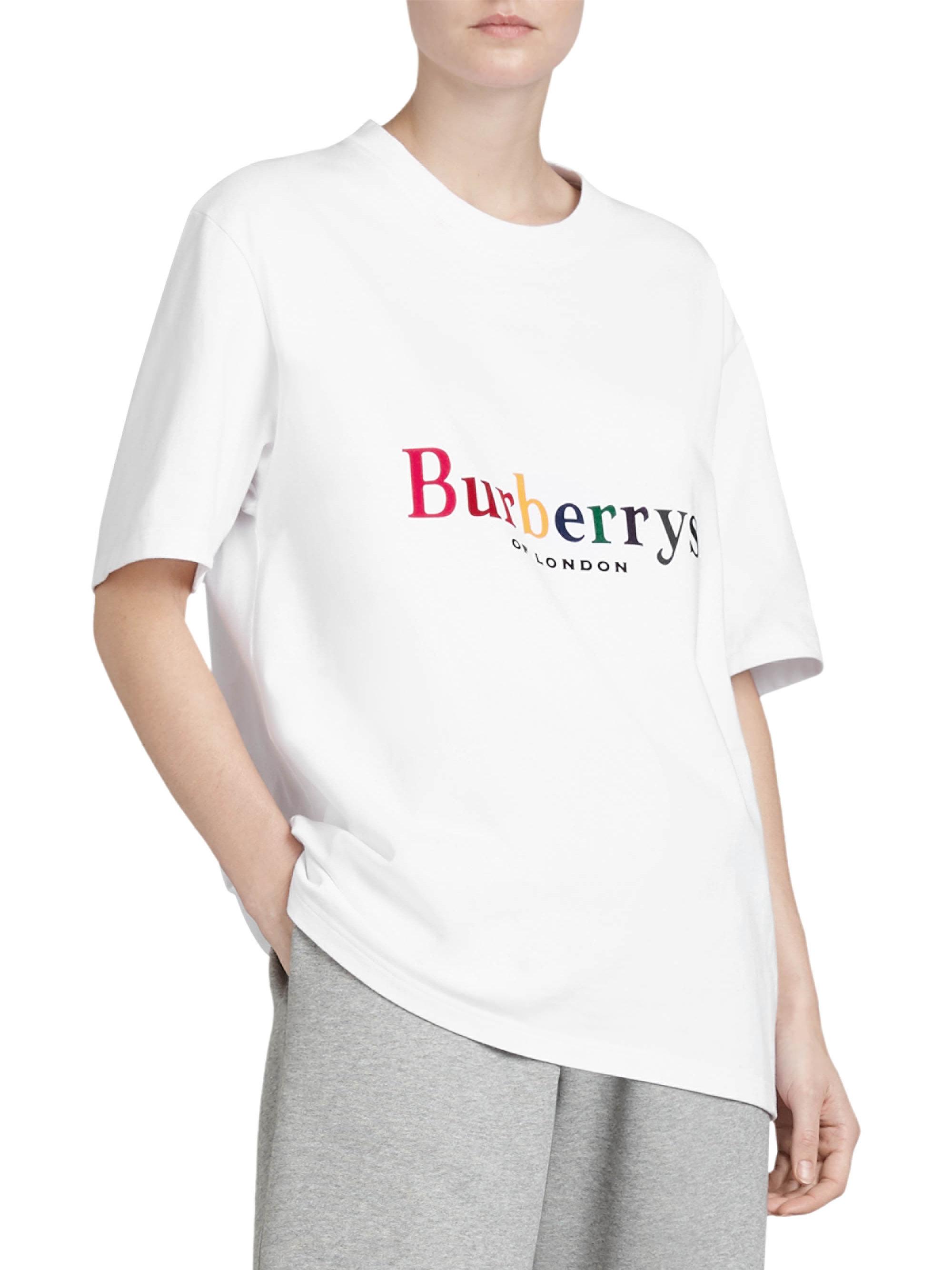 Burberry Rainbow Logo Tee in White - Lyst