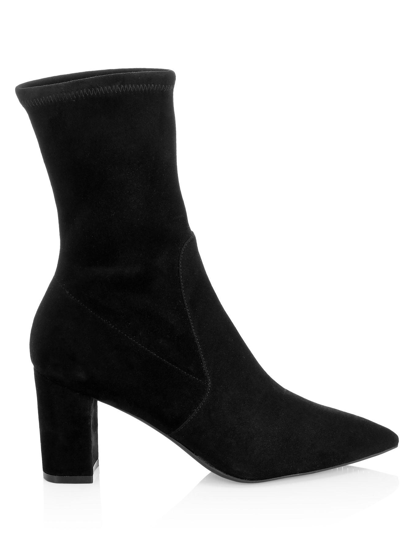 Stuart Weitzman Landry Suede Sock Boots in Black Lyst