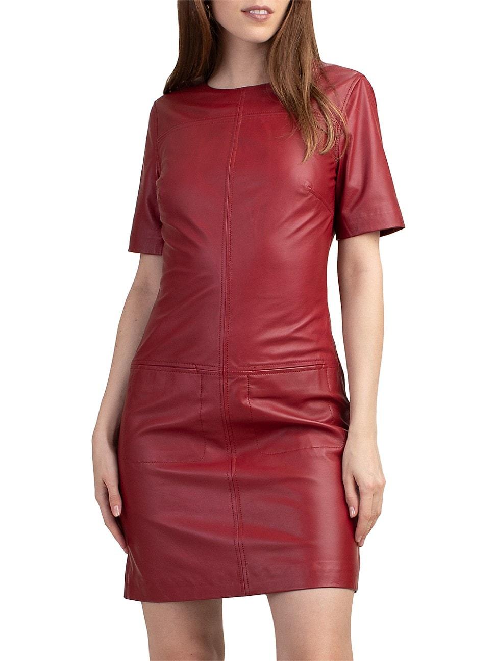 short sleeve leather dress