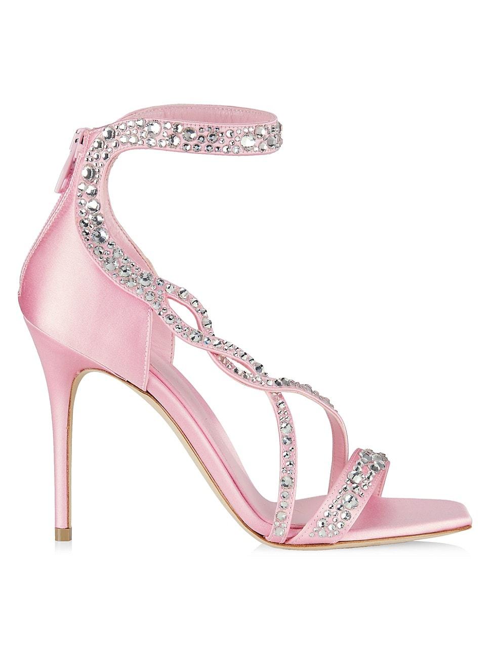 Alexander McQueen Crystal-embellished Satin High-heel Sandals in Pink ...