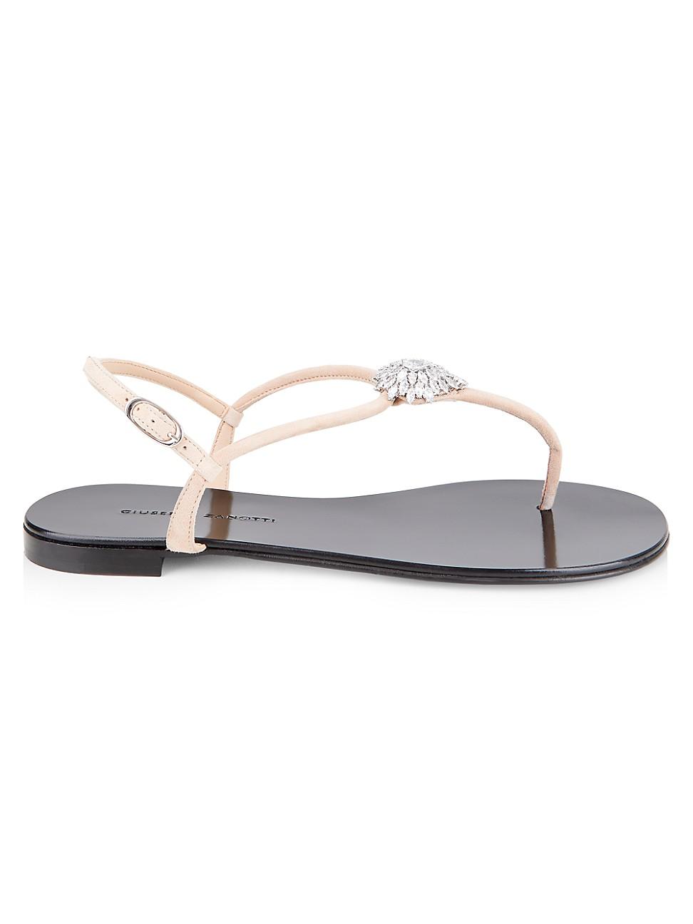 Giuseppe Zanotti Embellished Suede Thong Sandals - Lyst