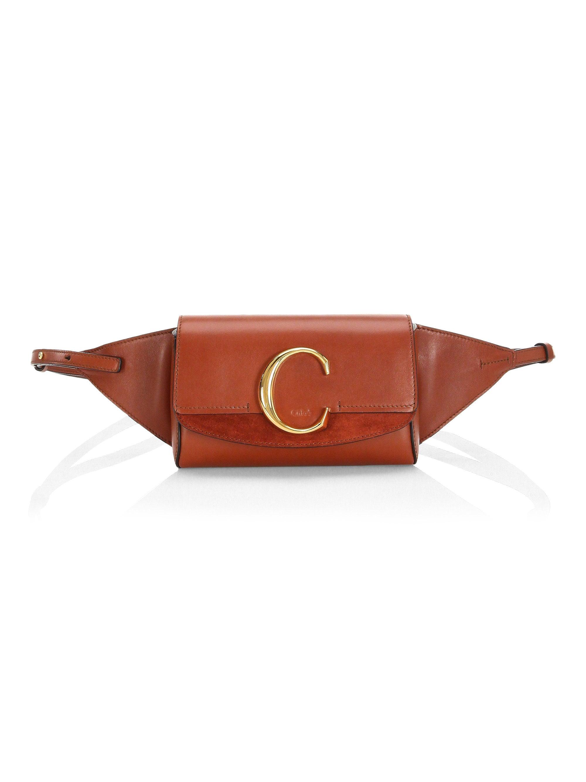 Chloé C Suede-trimmed Leather Belt Bag in Brown - Lyst