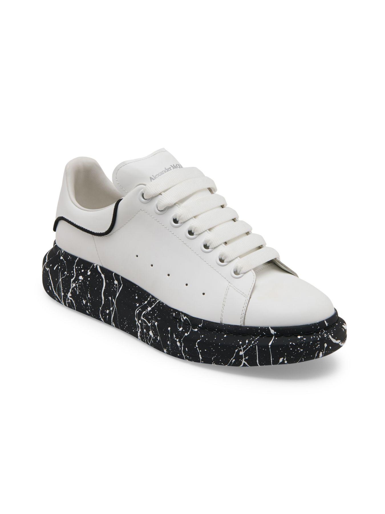 alexander mcqueen paint splatter leather platform sneakers