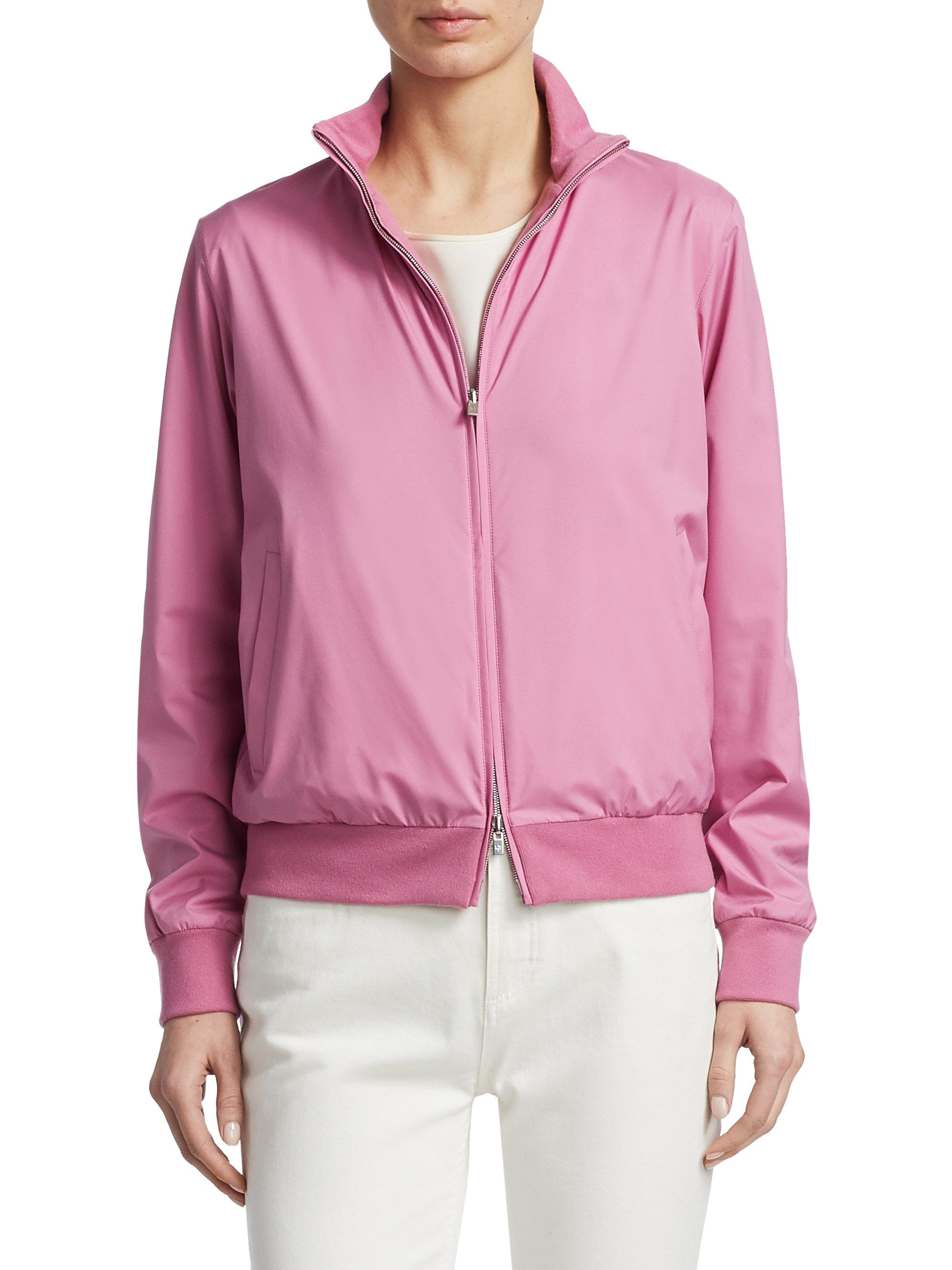 Loro Piana Stretch Storm Bomber Jacket in Pink Lyst