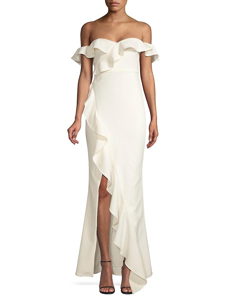 Likely Miller Off-the-shoulder Ruffled Gown in White | Lyst